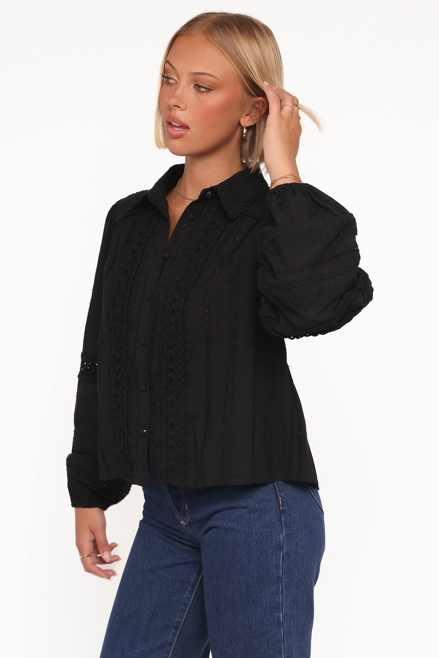 Catania Lace Inset Top - Black - Image 3