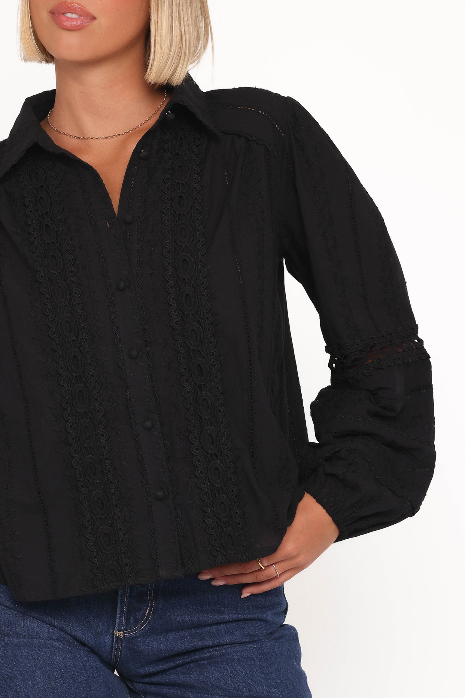Catania Lace Inset Top - Black - Image 2