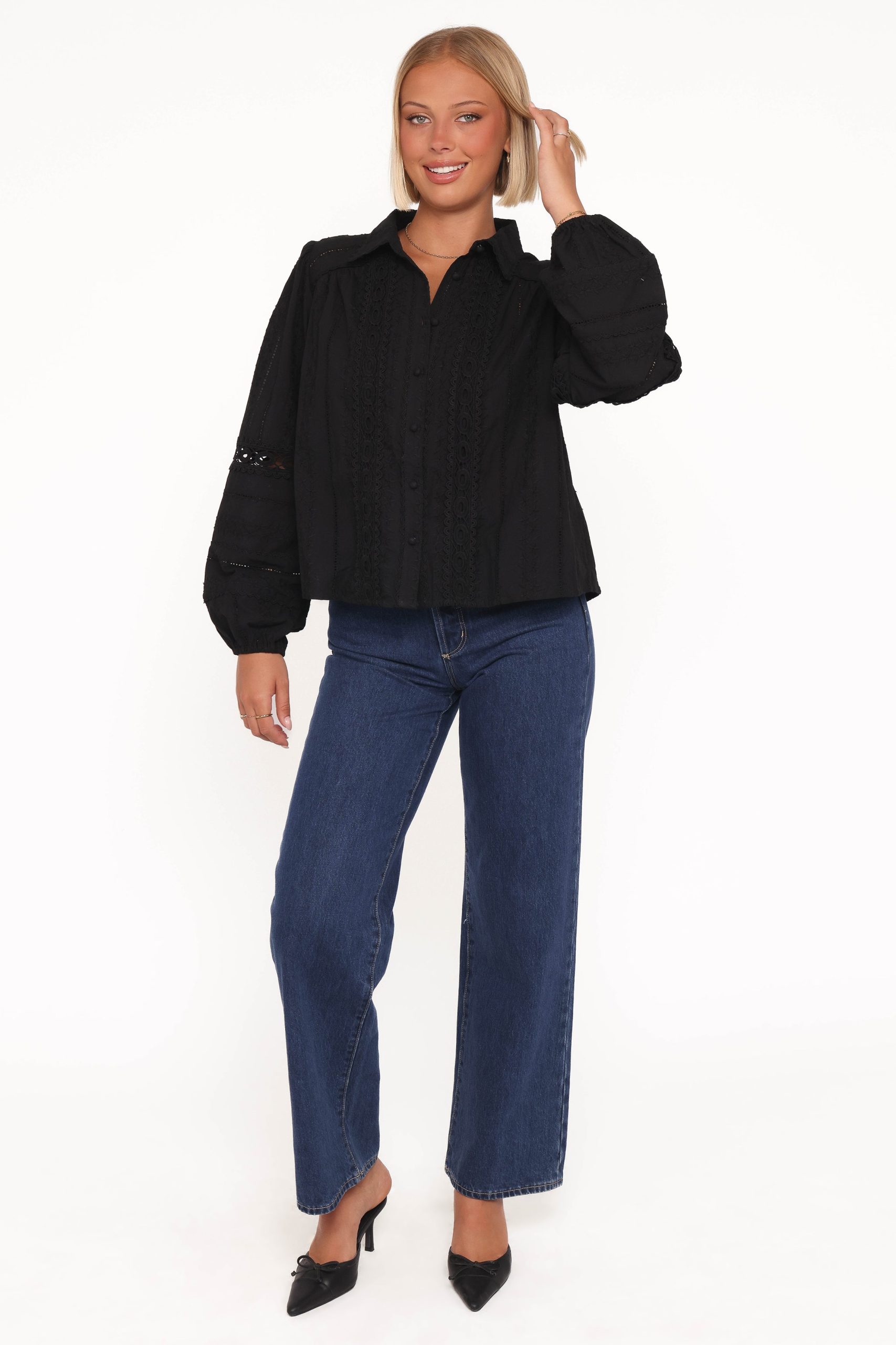 Catania Lace Inset Top - Black - Image 5