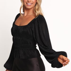 Ceppia Plisse Top - Black