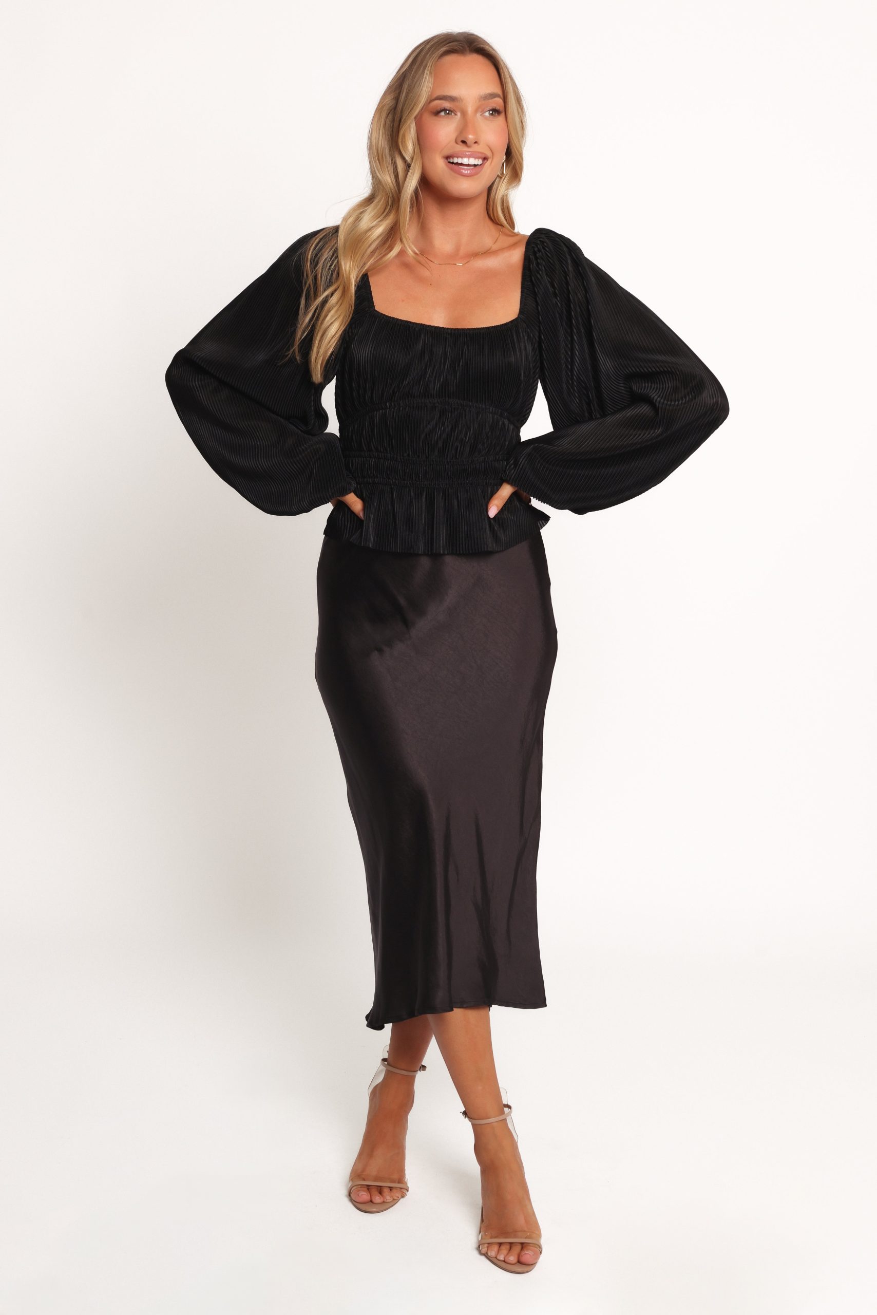 Ceppia Plisse Top - Black - Image 2