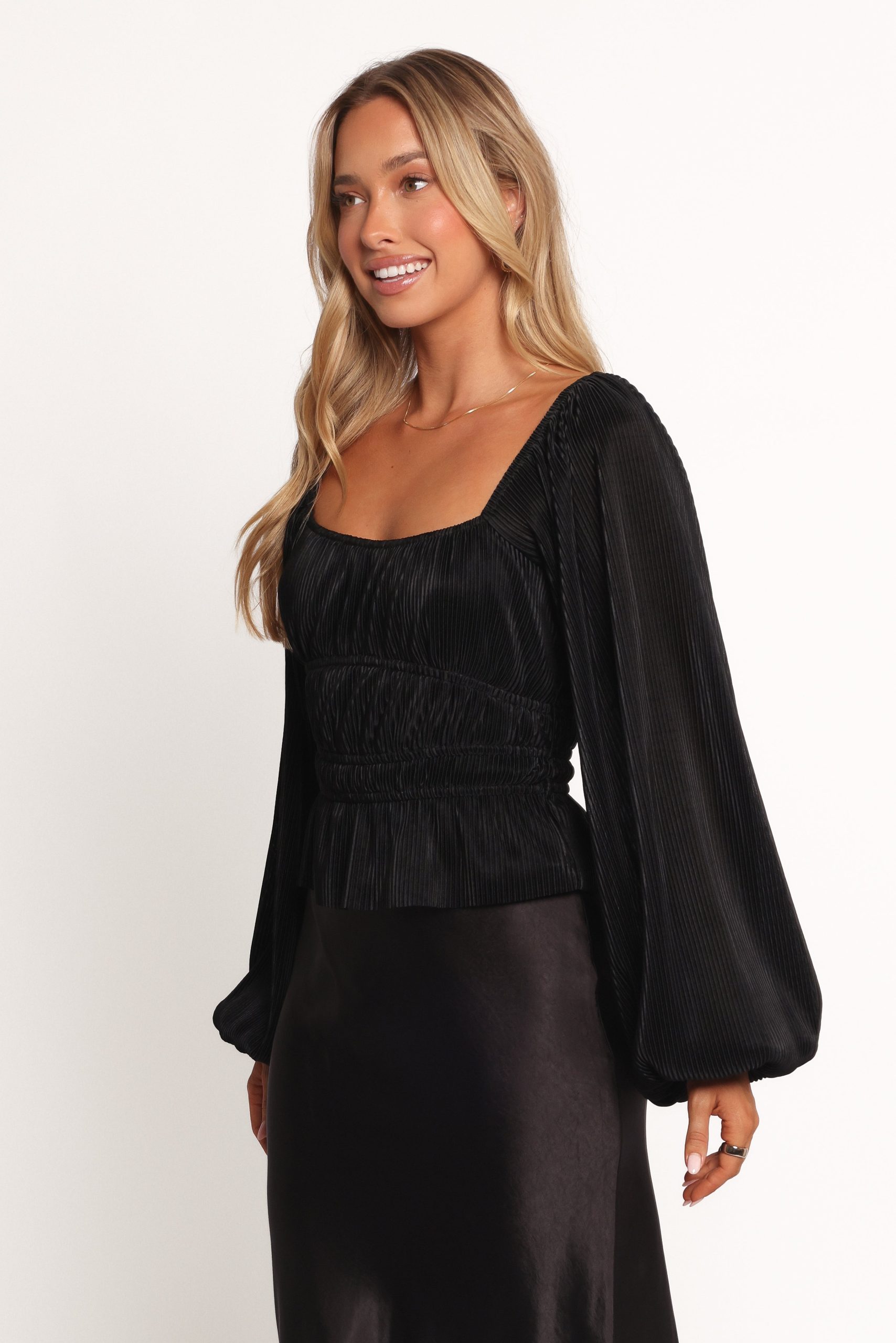 Ceppia Plisse Top - Black - Image 3