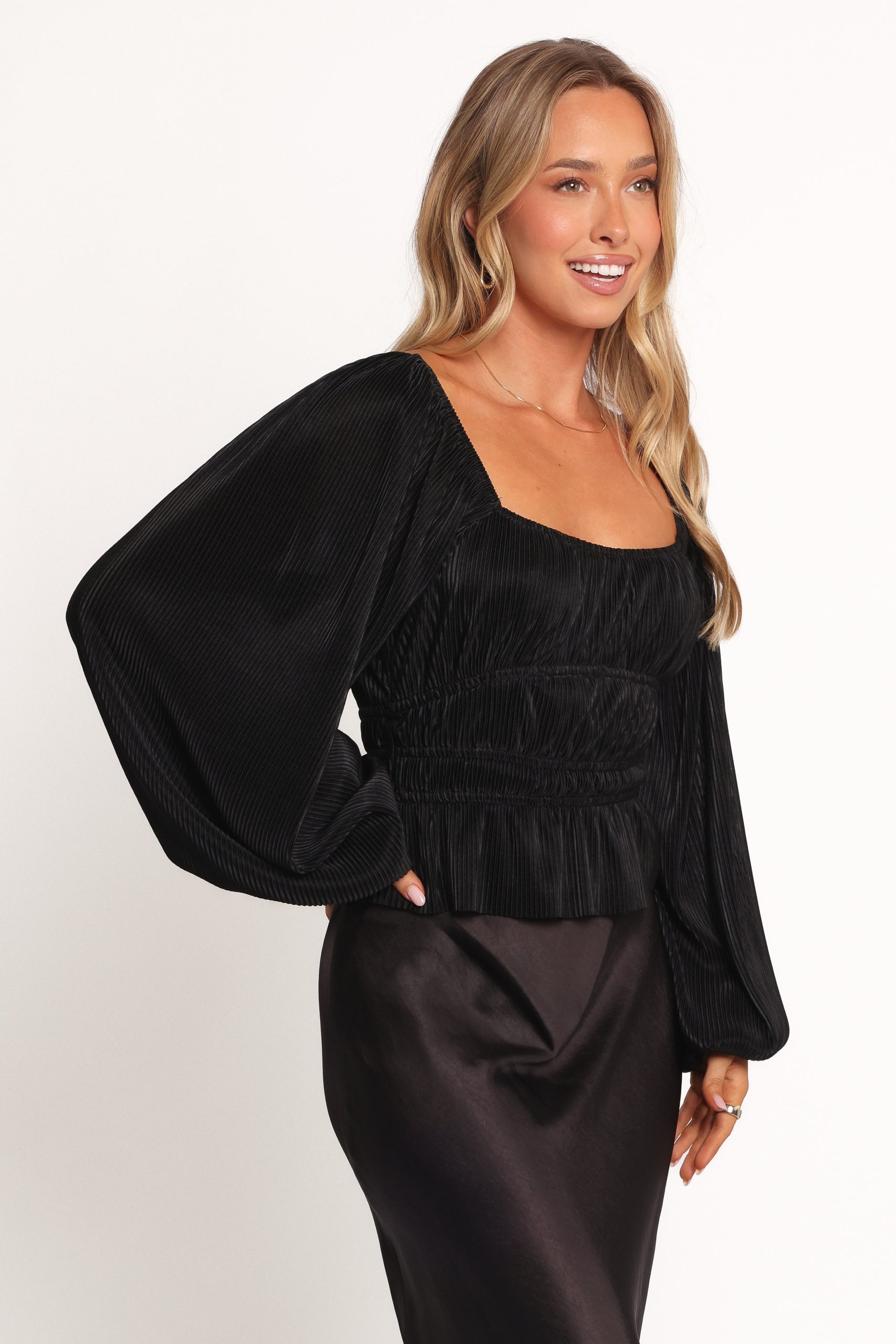 Ceppia Plisse Top - Black - Image 5