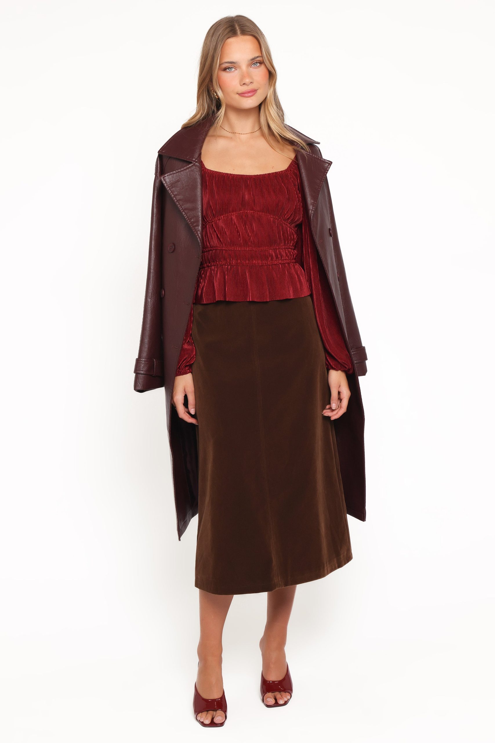 Ceppia Plisse Top - Burgundy - Image 6