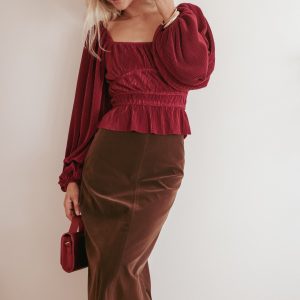 Ceppia Plisse Top - Burgundy