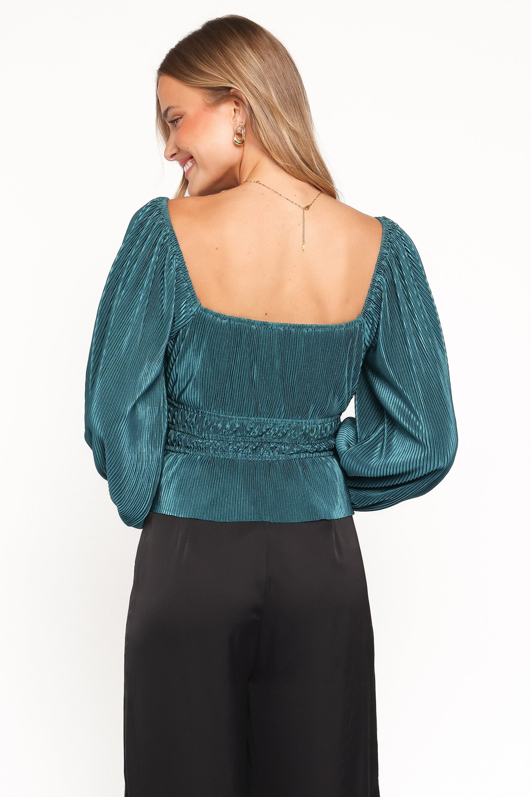 Ceppia Plisse Top - Green - Image 4