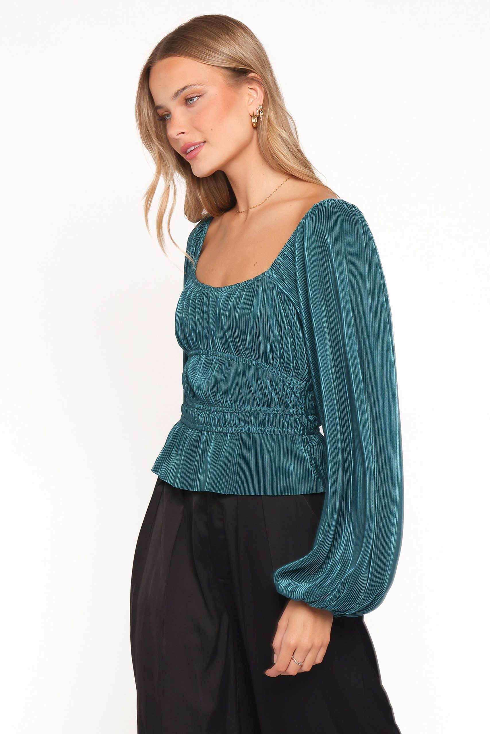 Ceppia Plisse Top - Green - Image 3