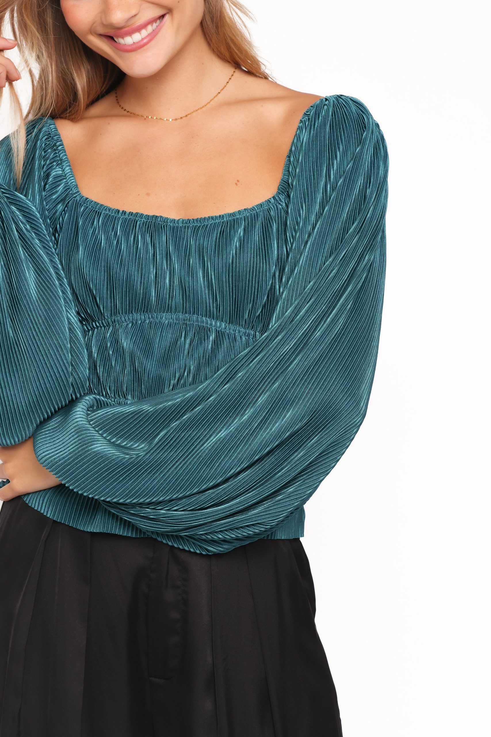 Ceppia Plisse Top - Green - Image 2