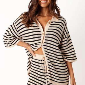 Cherie Knit Shirt - Sand Black