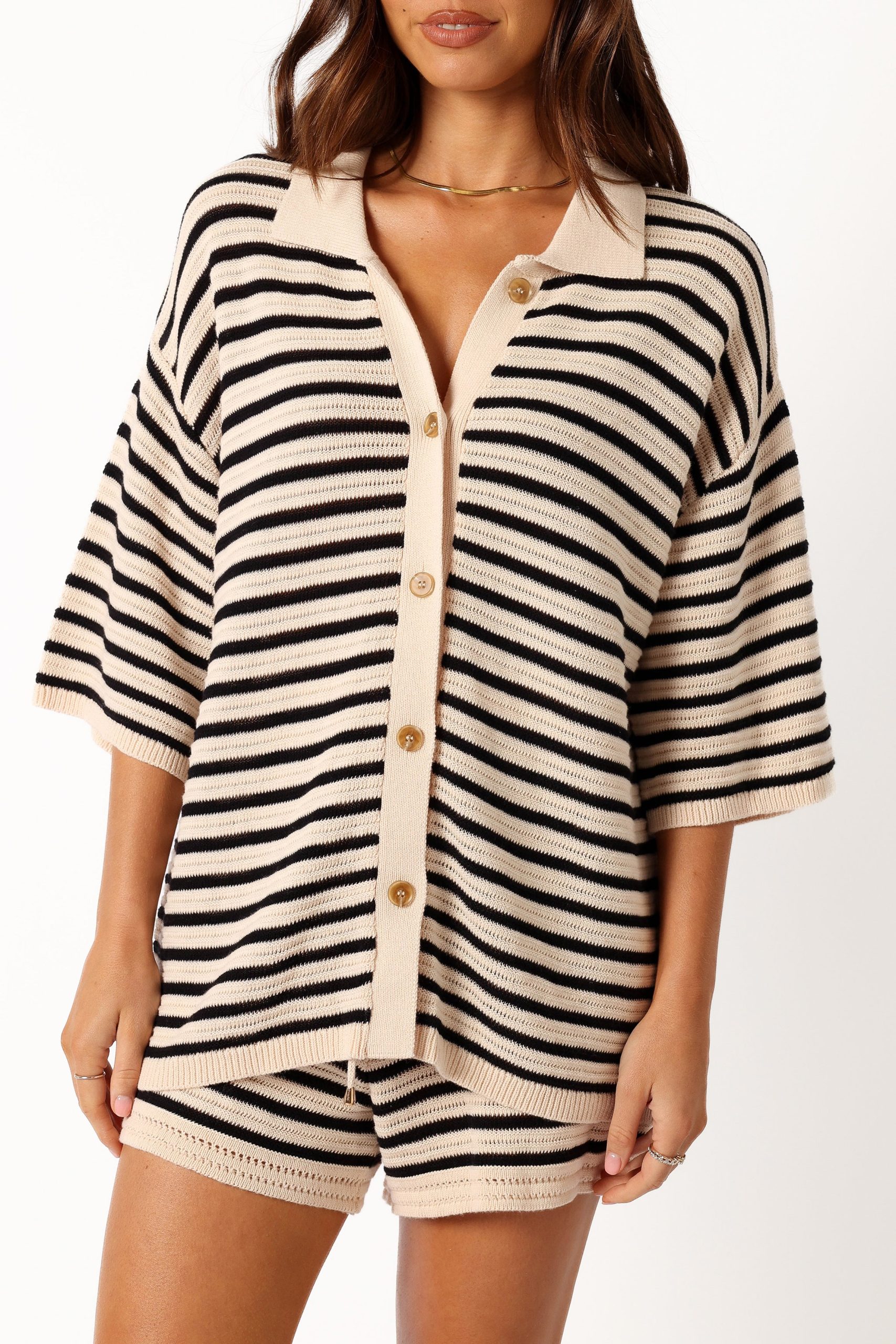 Cherie Knit Shirt - Sand Black - Image 2
