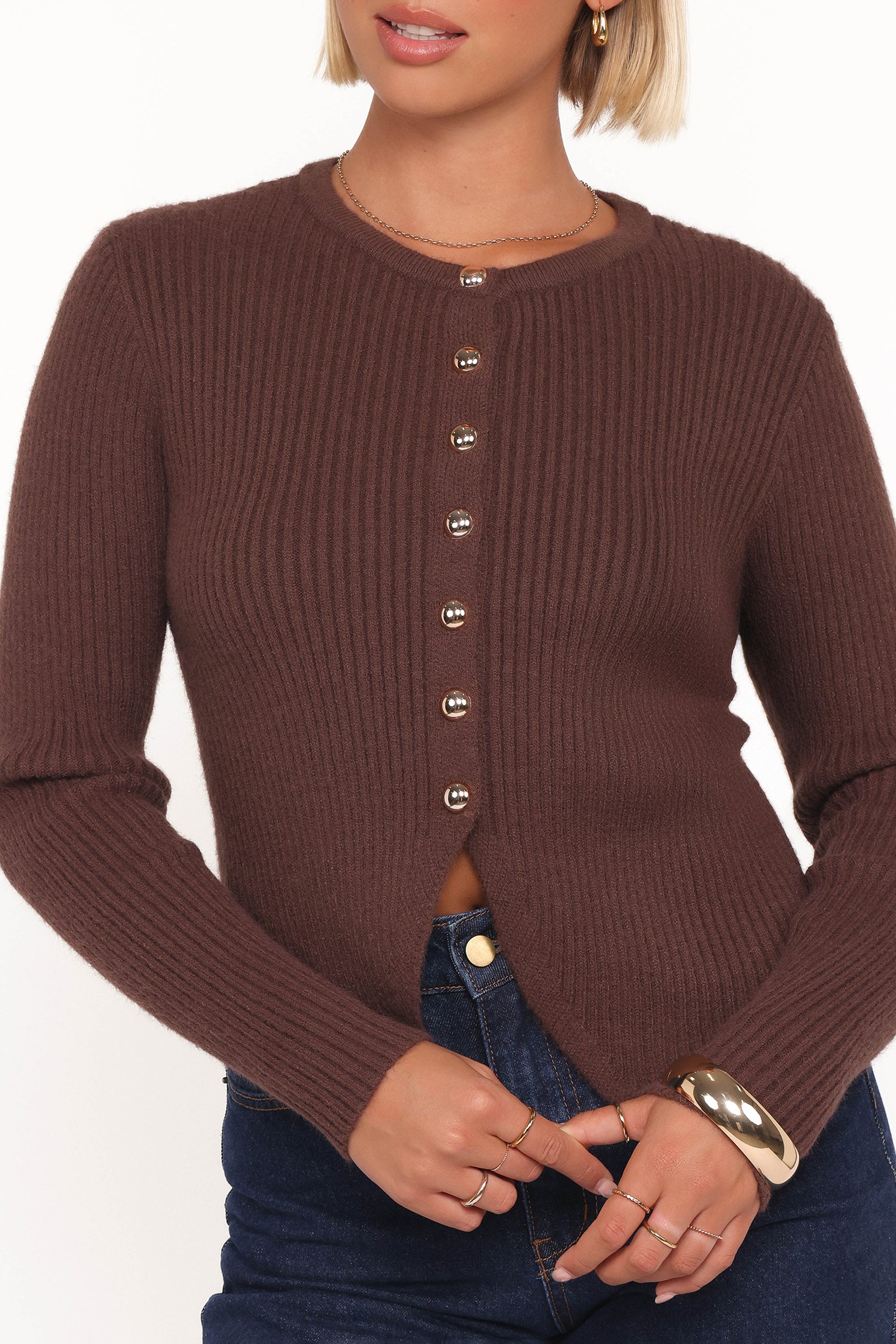 Circe Cardigan Top - Chocolate - Image 2