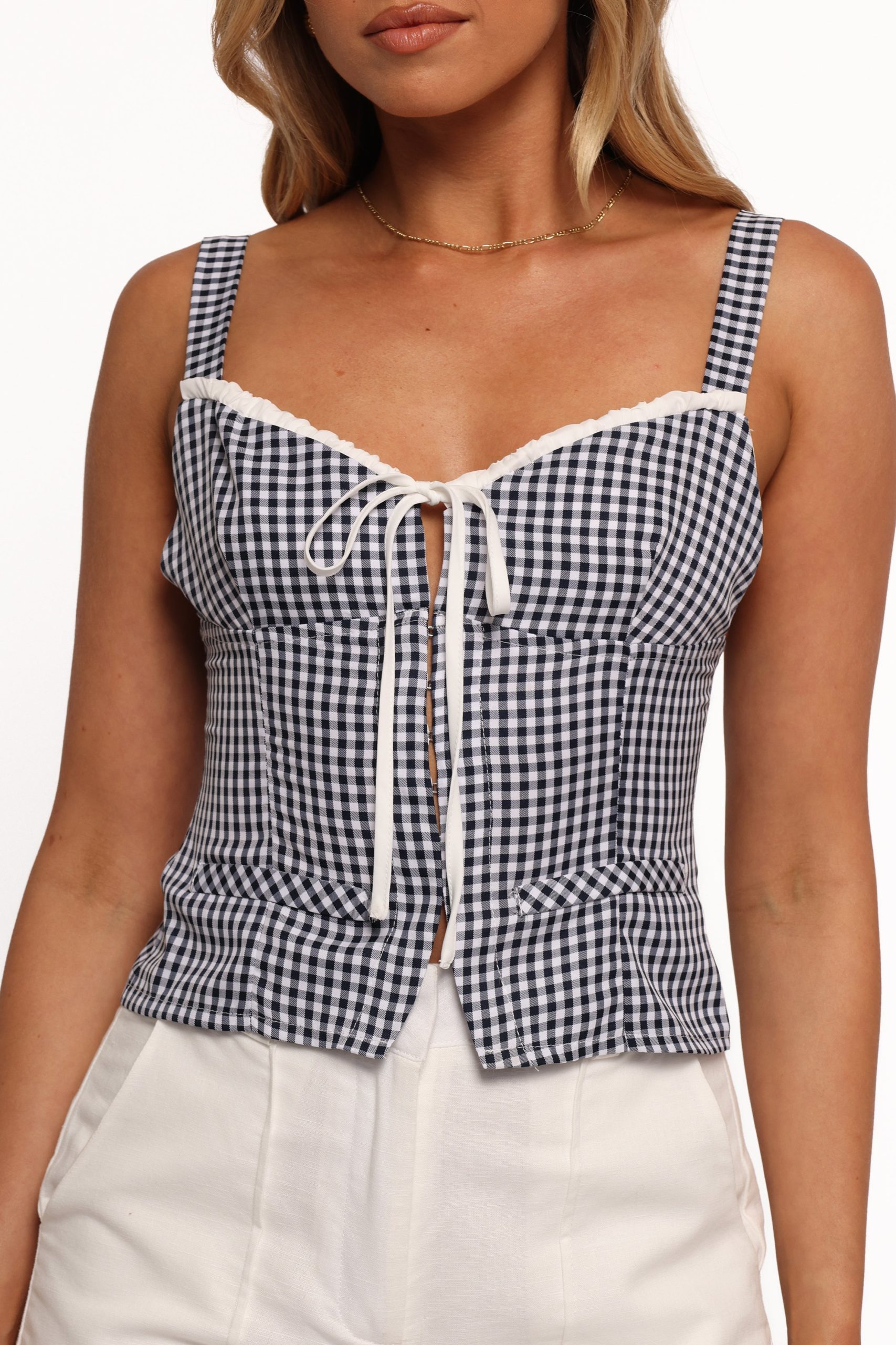 Danella Top - Navy Gingham - Image 8