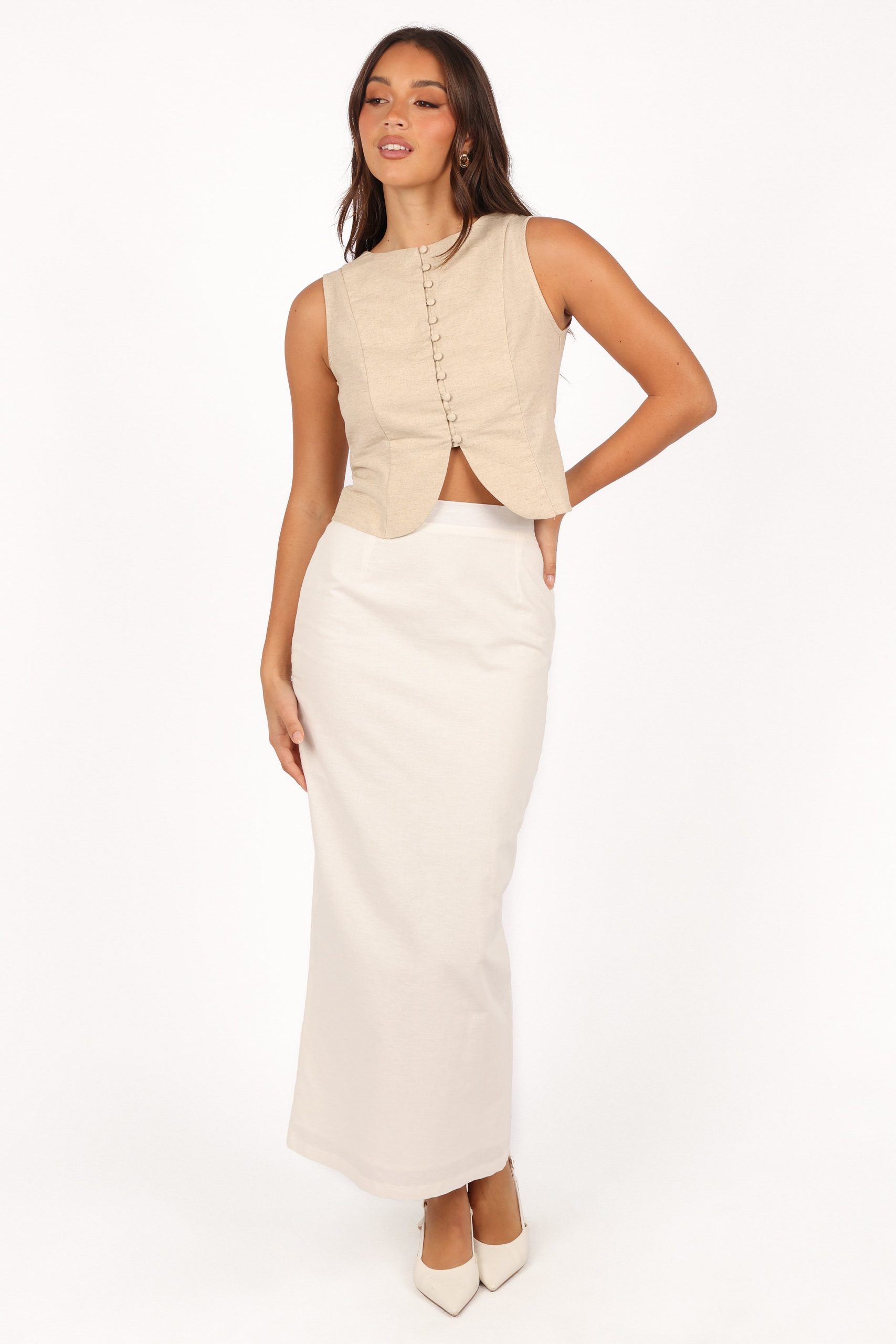 Daniella Linen Vest - Oatmeal - Image 3