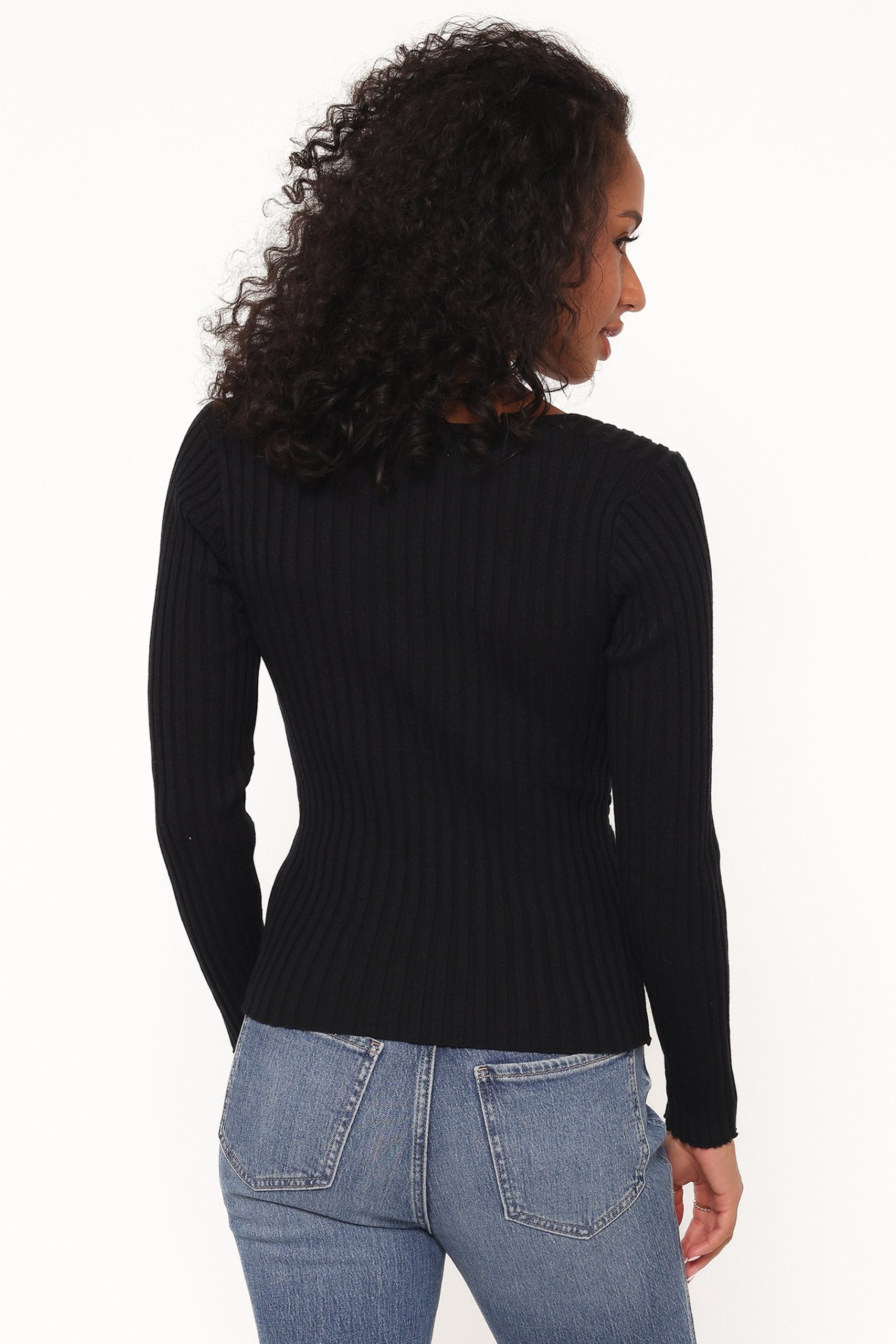 Demi Twist Detail Knit Top - Black - Image 4