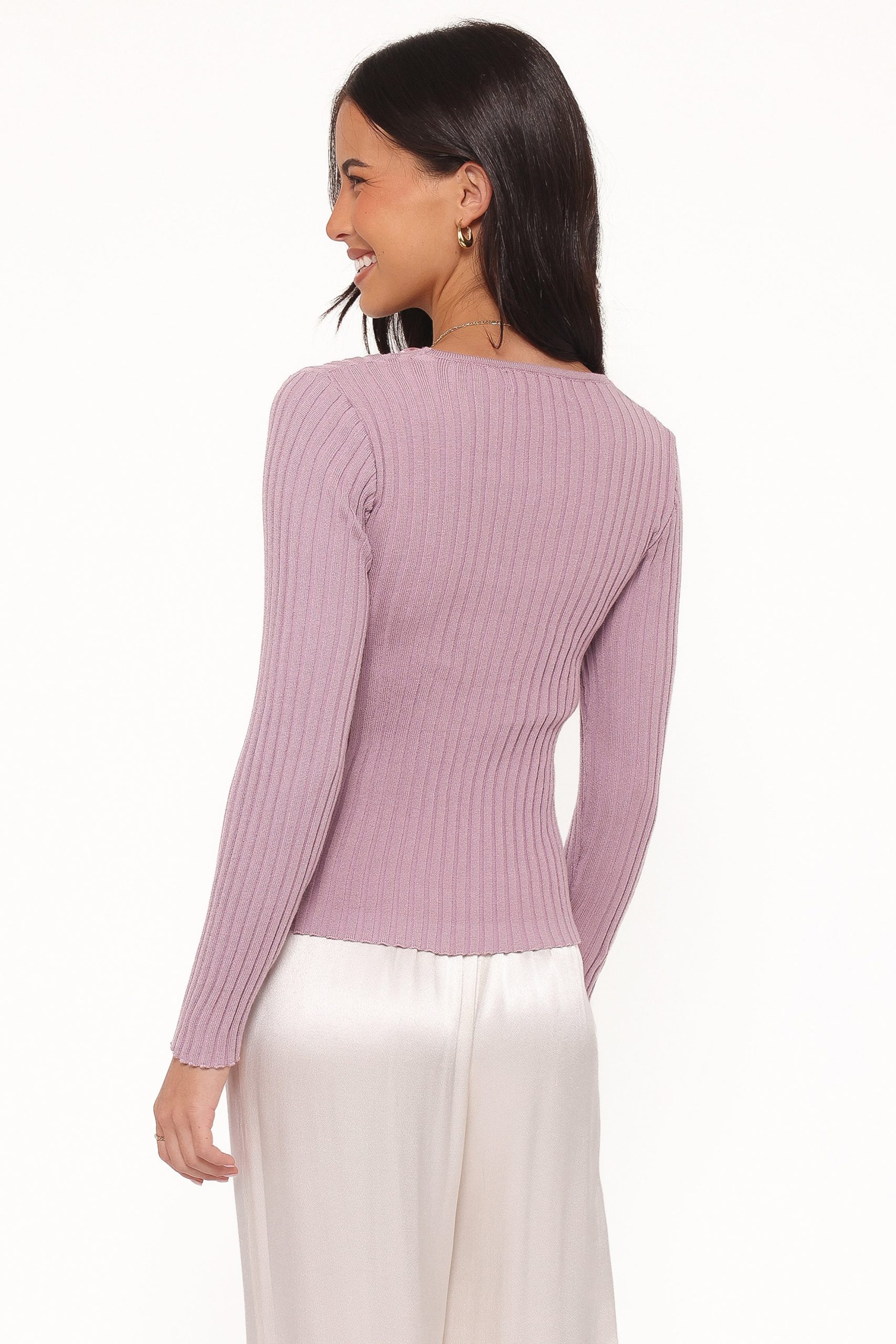 Demi Twist Detail Knit Top - Lavender - Image 4