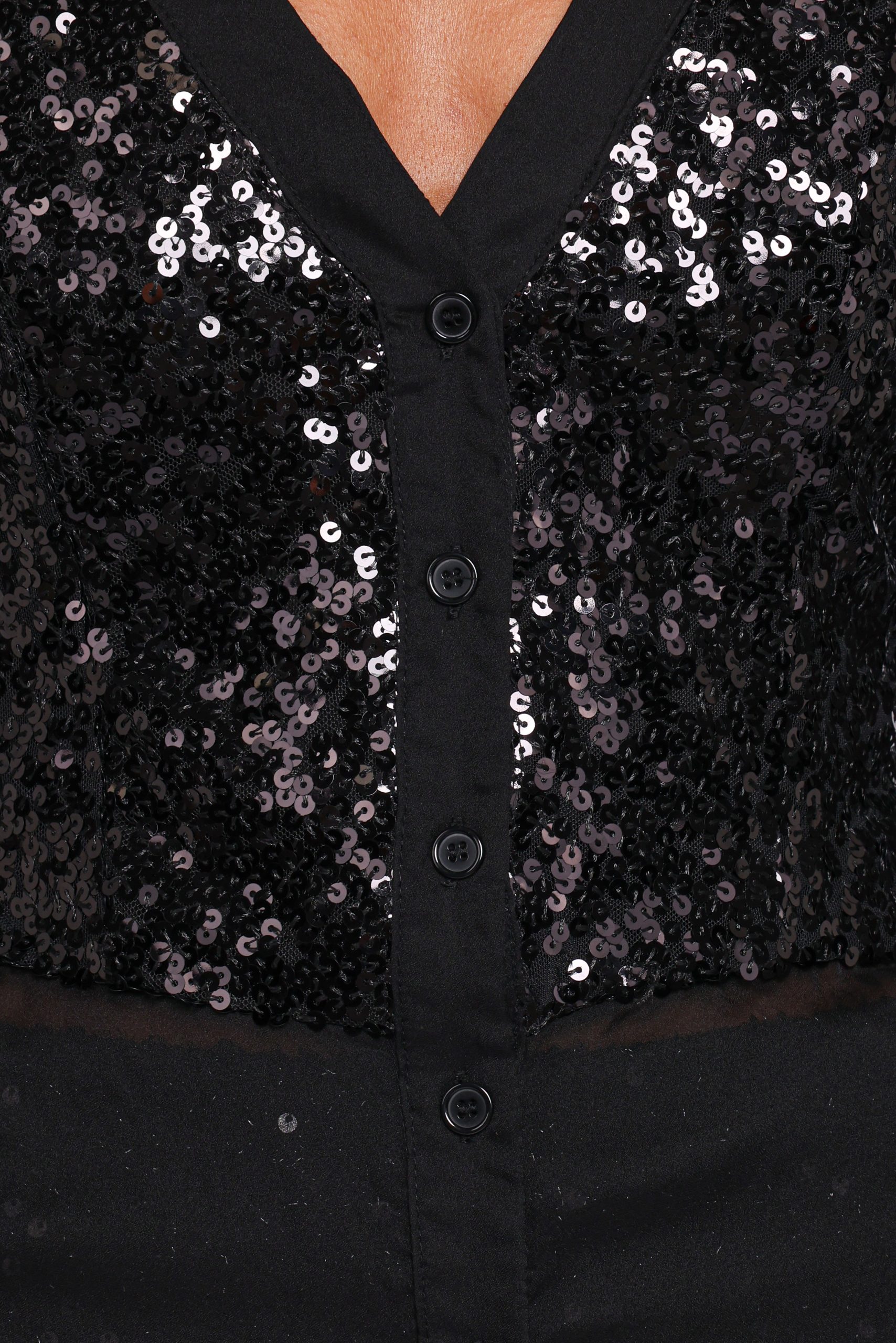 Eliana Sheer Sequin Blouse - Black - Image 7