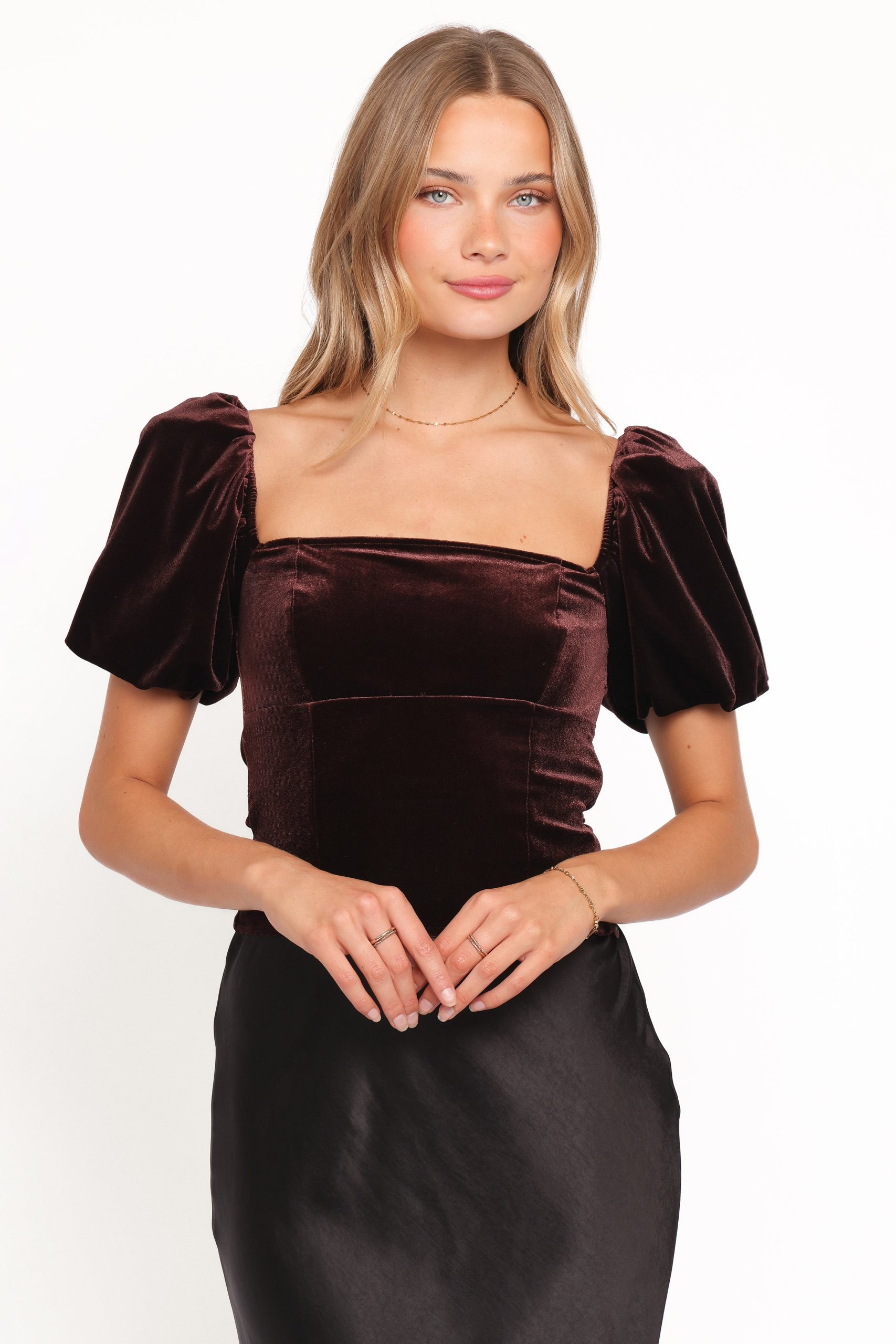 Elyria Puff Sleeve Top - Chocolate - Image 2