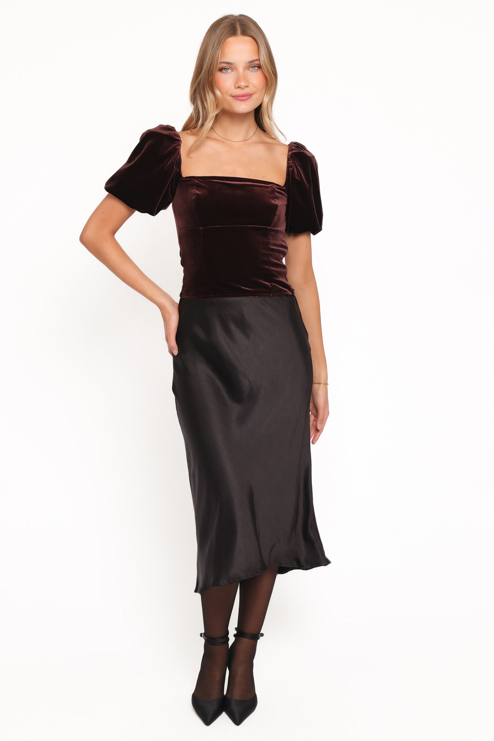 Elyria Puff Sleeve Top - Chocolate - Image 5
