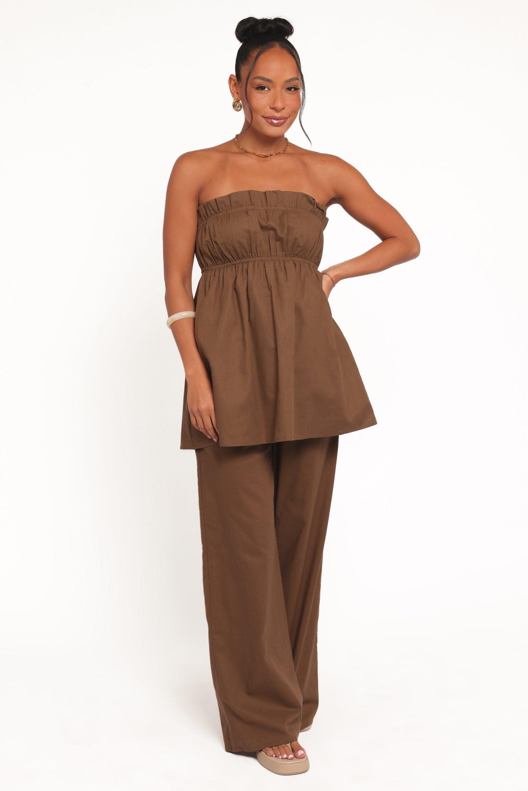Ember Strapless Tunic Top - Brown - Image 6