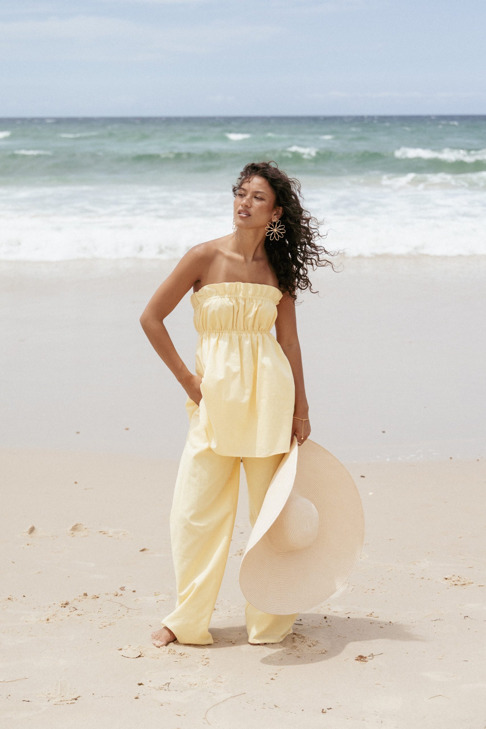 Ember Strapless Tunic Top - Butter Yellow - Image 2