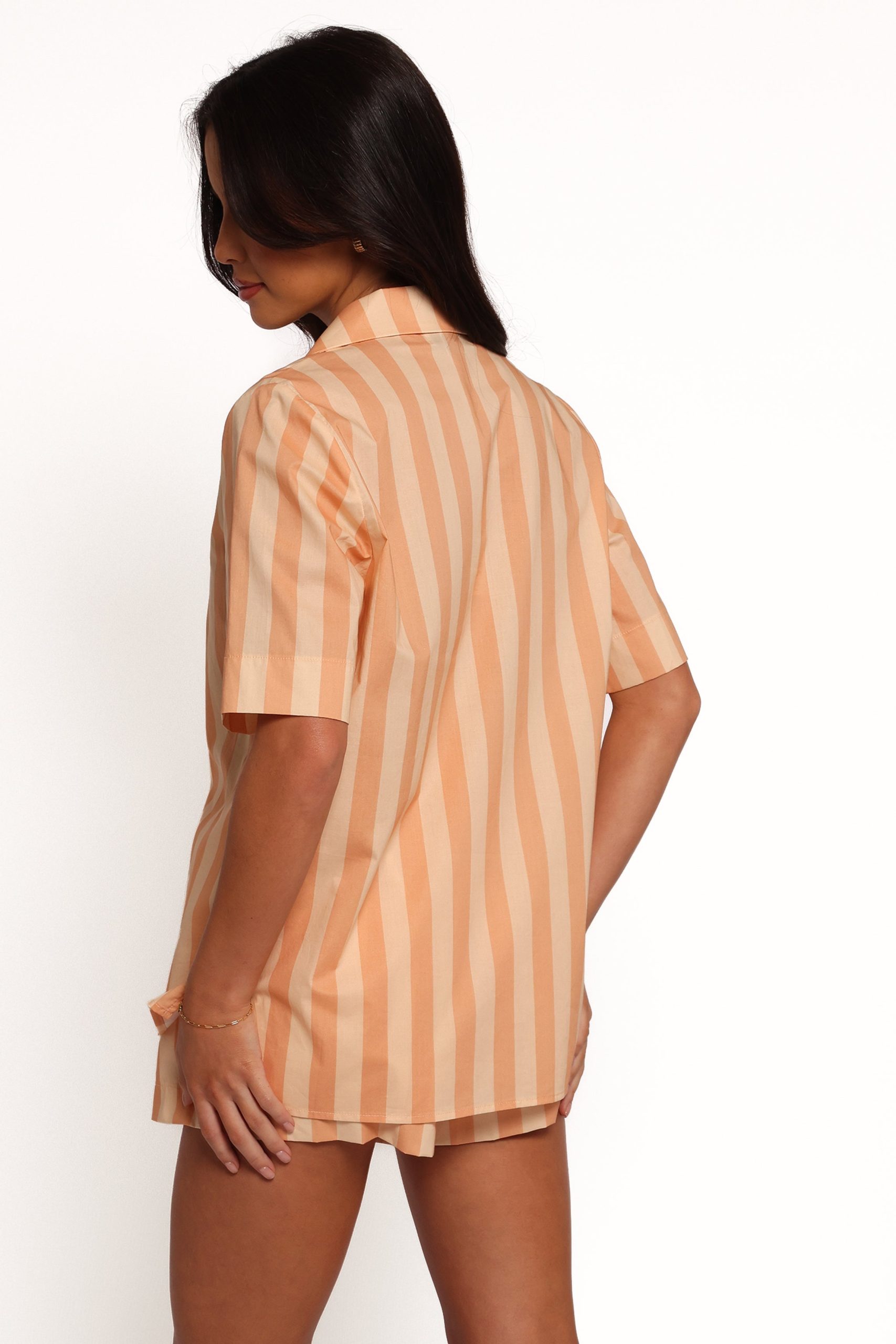 Essie Tie Front Shirt - Terracotta Stripe - Image 5
