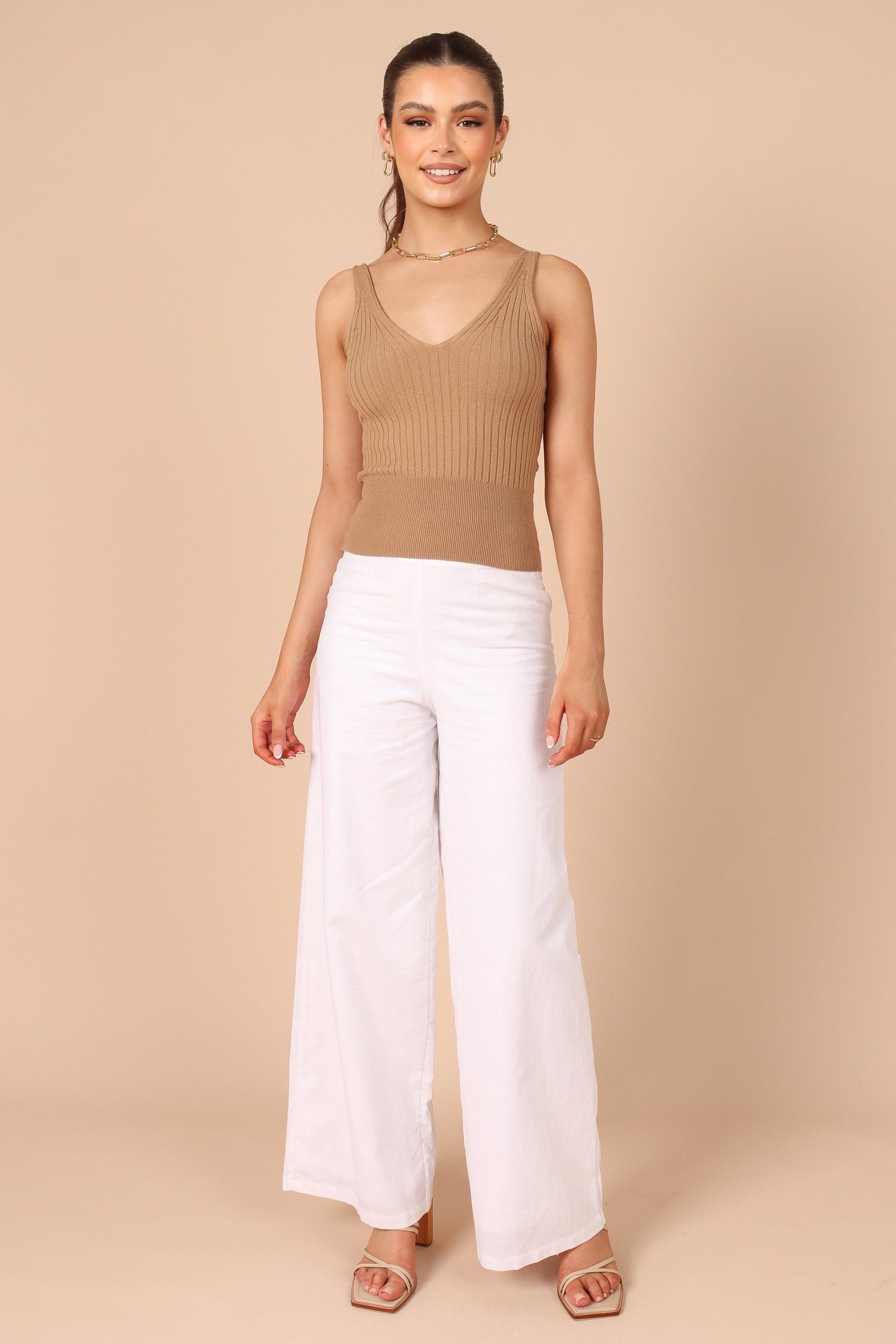 Gemma V Neck Tank Top - Camel - Image 6