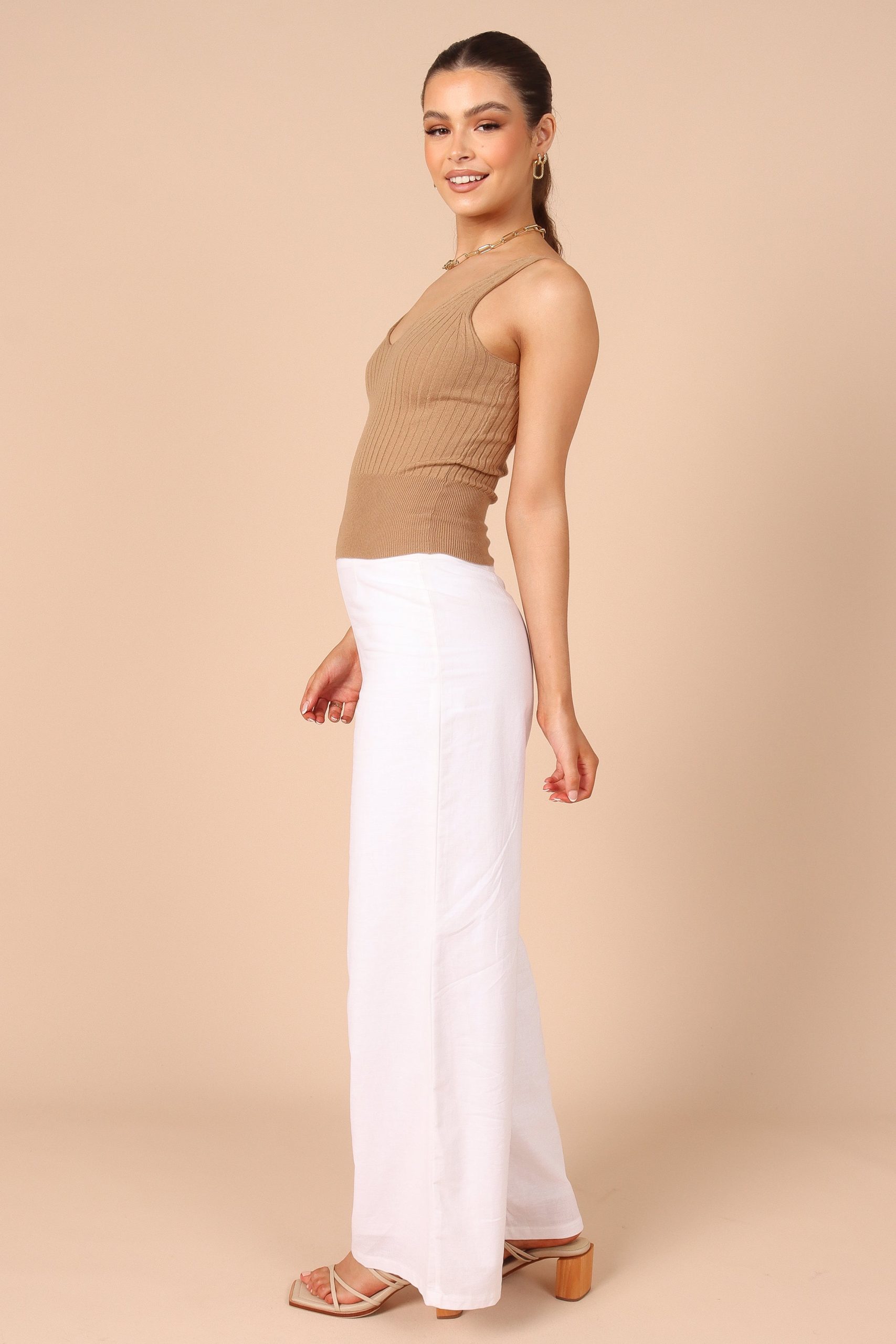 Gemma V Neck Tank Top - Camel - Image 7