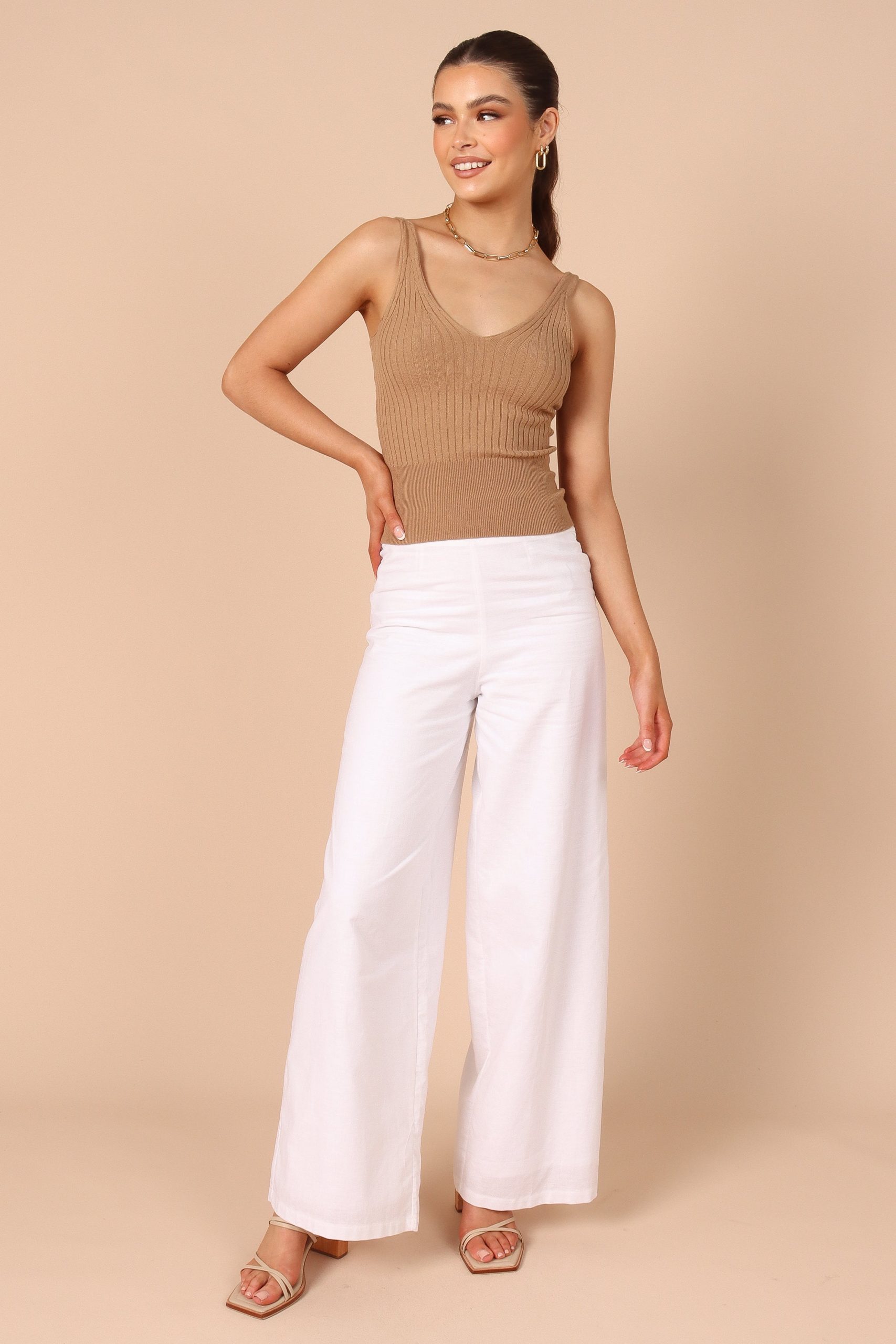 Gemma V Neck Tank Top - Camel - Image 9