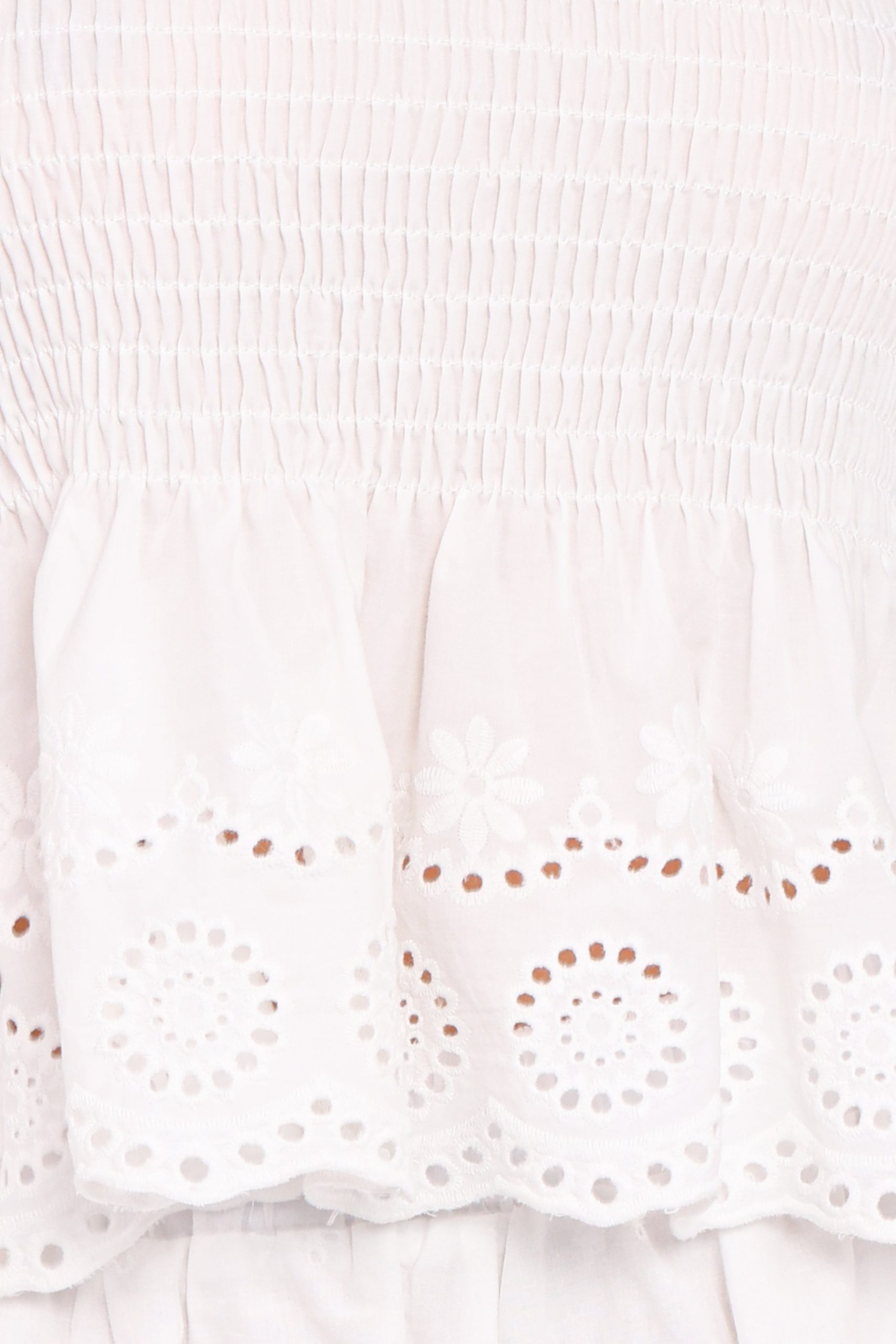 Gretal Smocked Eyelet Top - White - Image 7