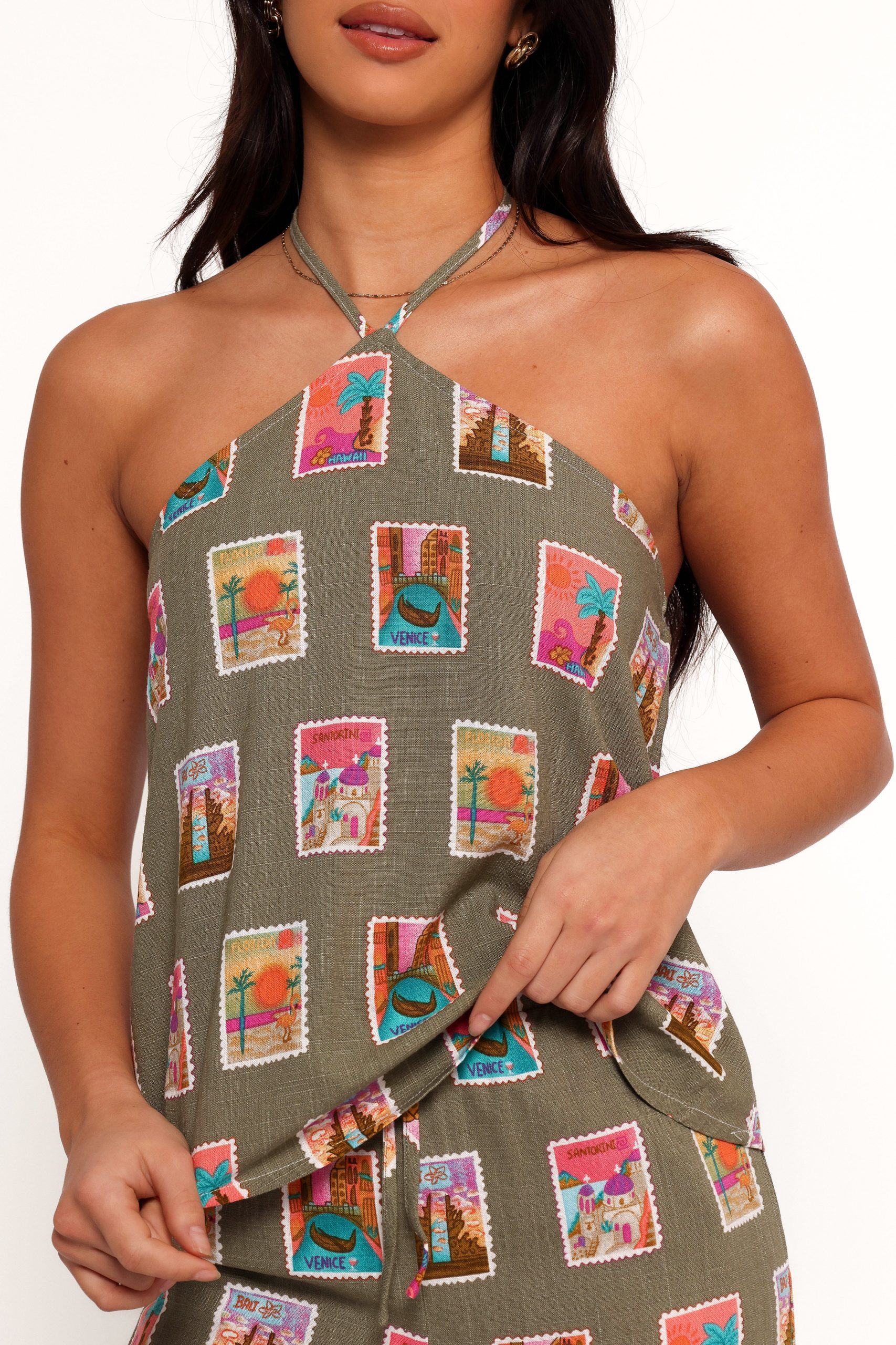 Henri Halter Top - Olive Print - Image 8