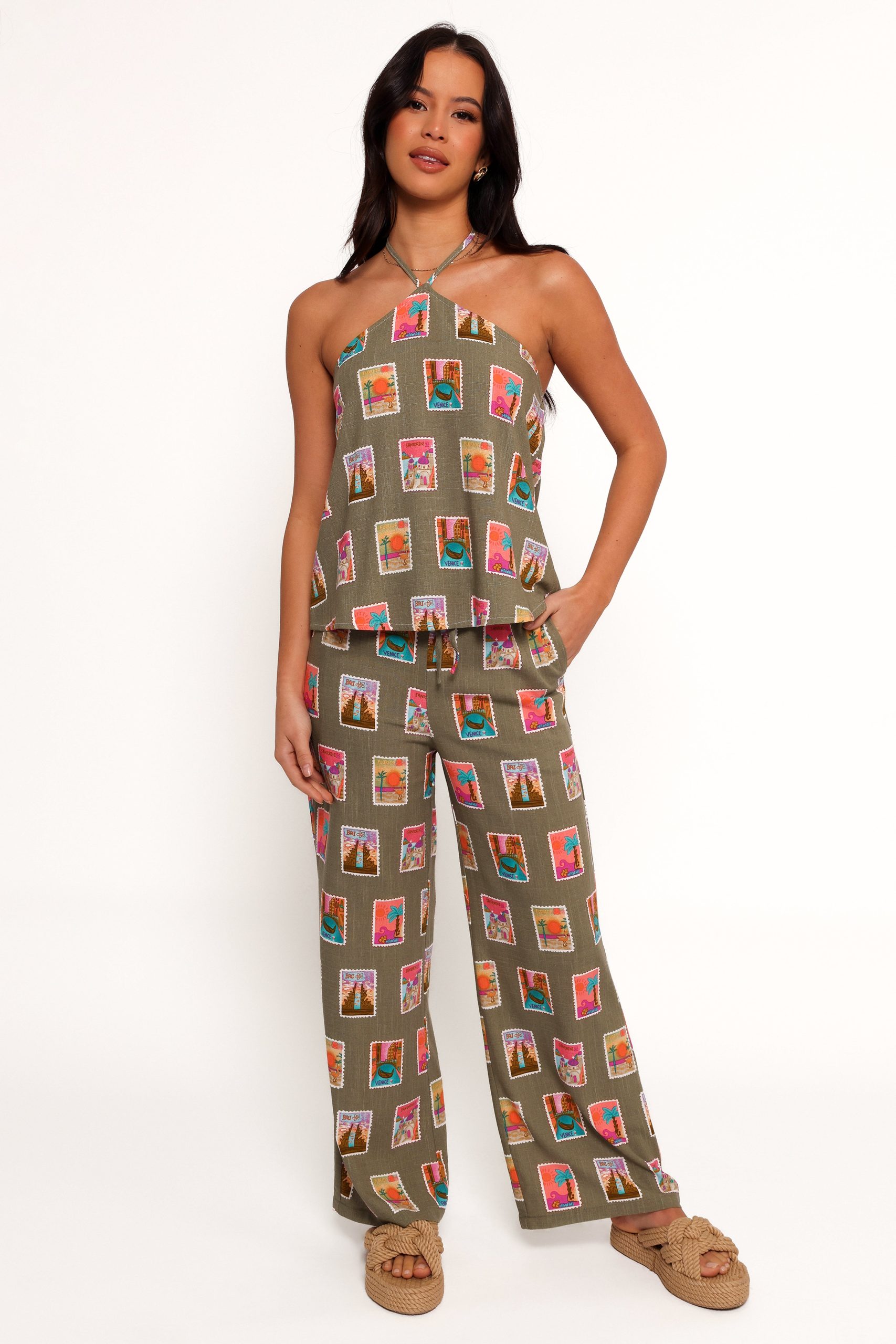 Henri Halter Top - Olive Print - Image 4