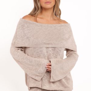 Indya Off Shoulder Top - Oatmeal