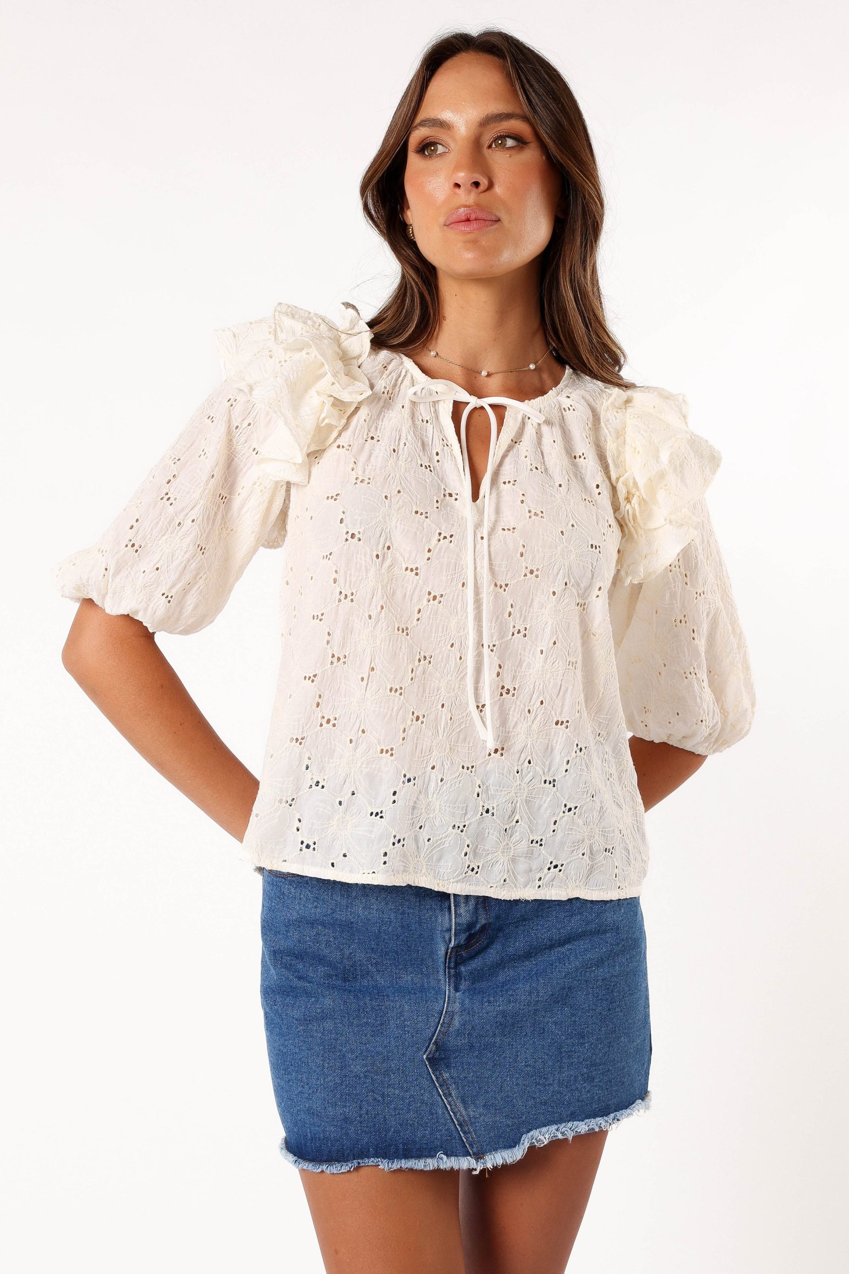 Iris Ruffled Top - Cream - Image 6