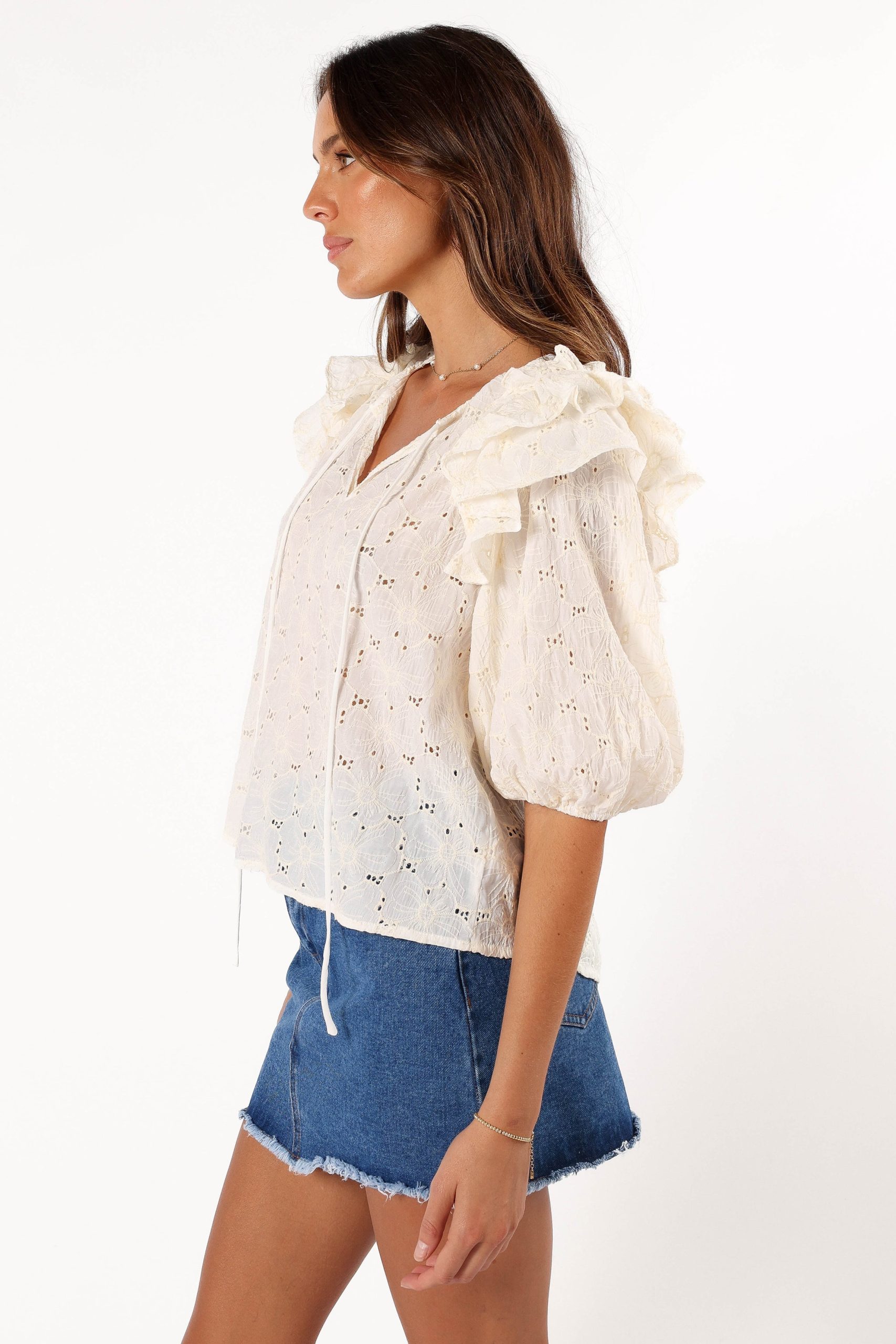 Iris Ruffled Top - Cream - Image 3