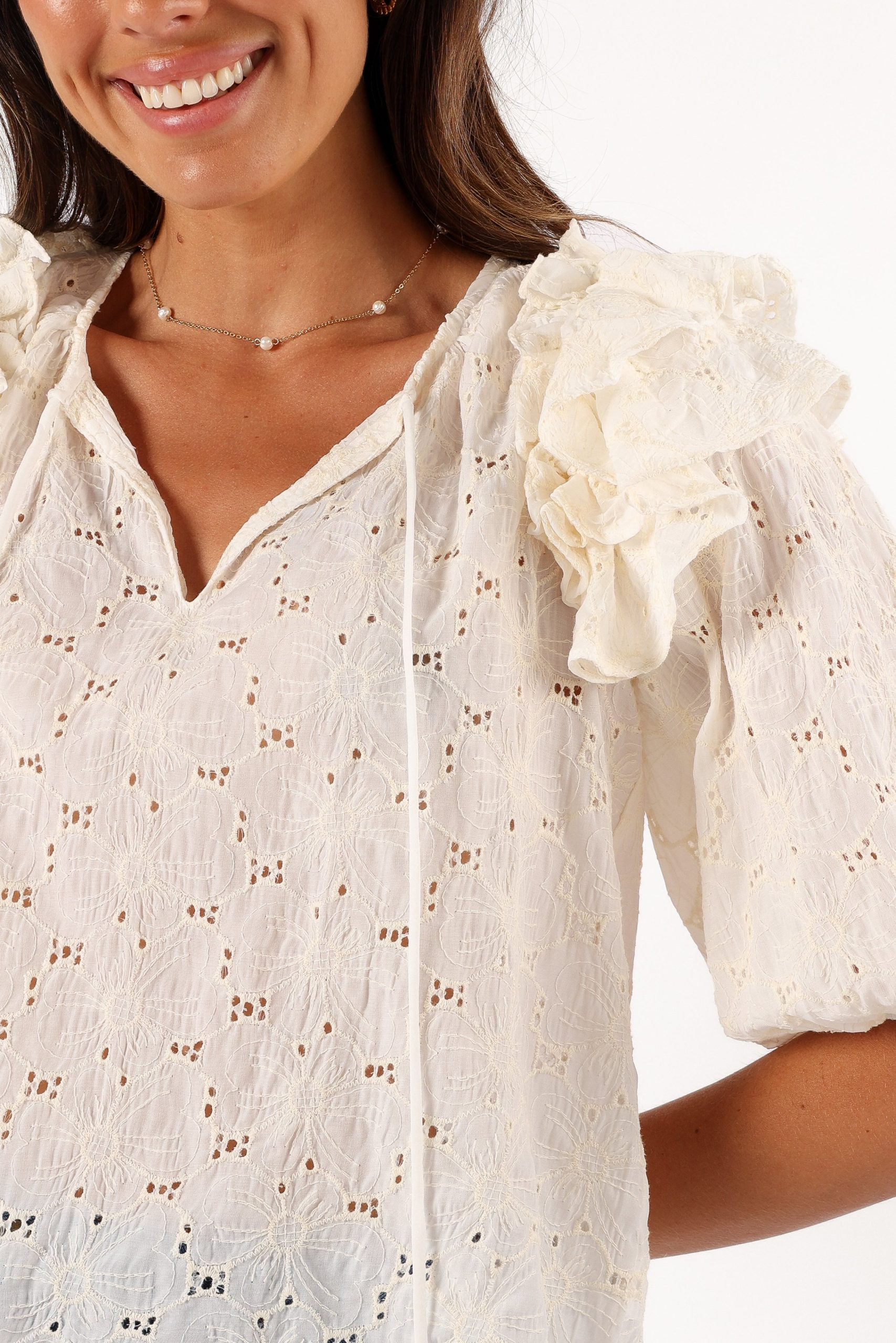 Iris Ruffled Top - Cream - Image 2