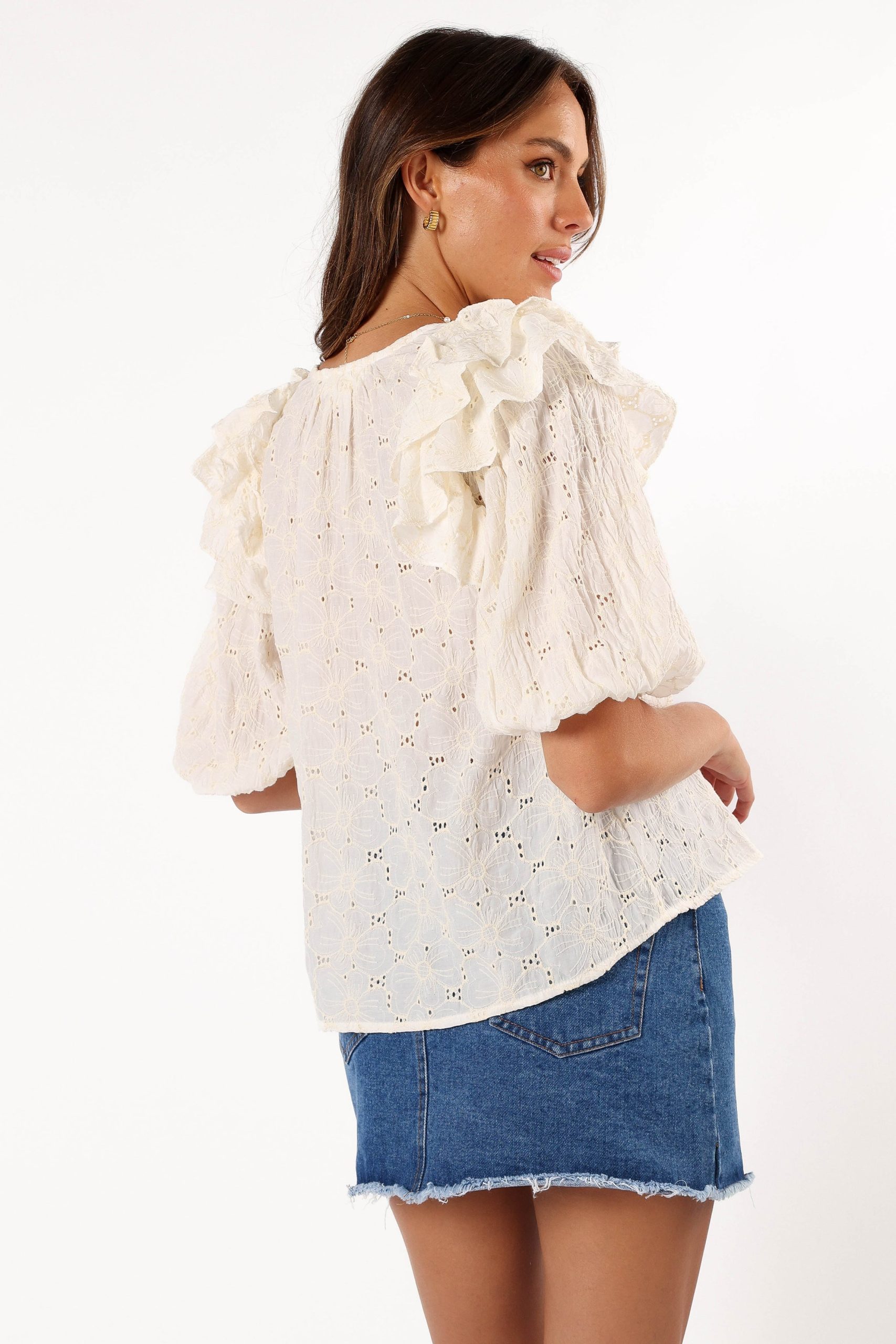 Iris Ruffled Top - Cream - Image 5