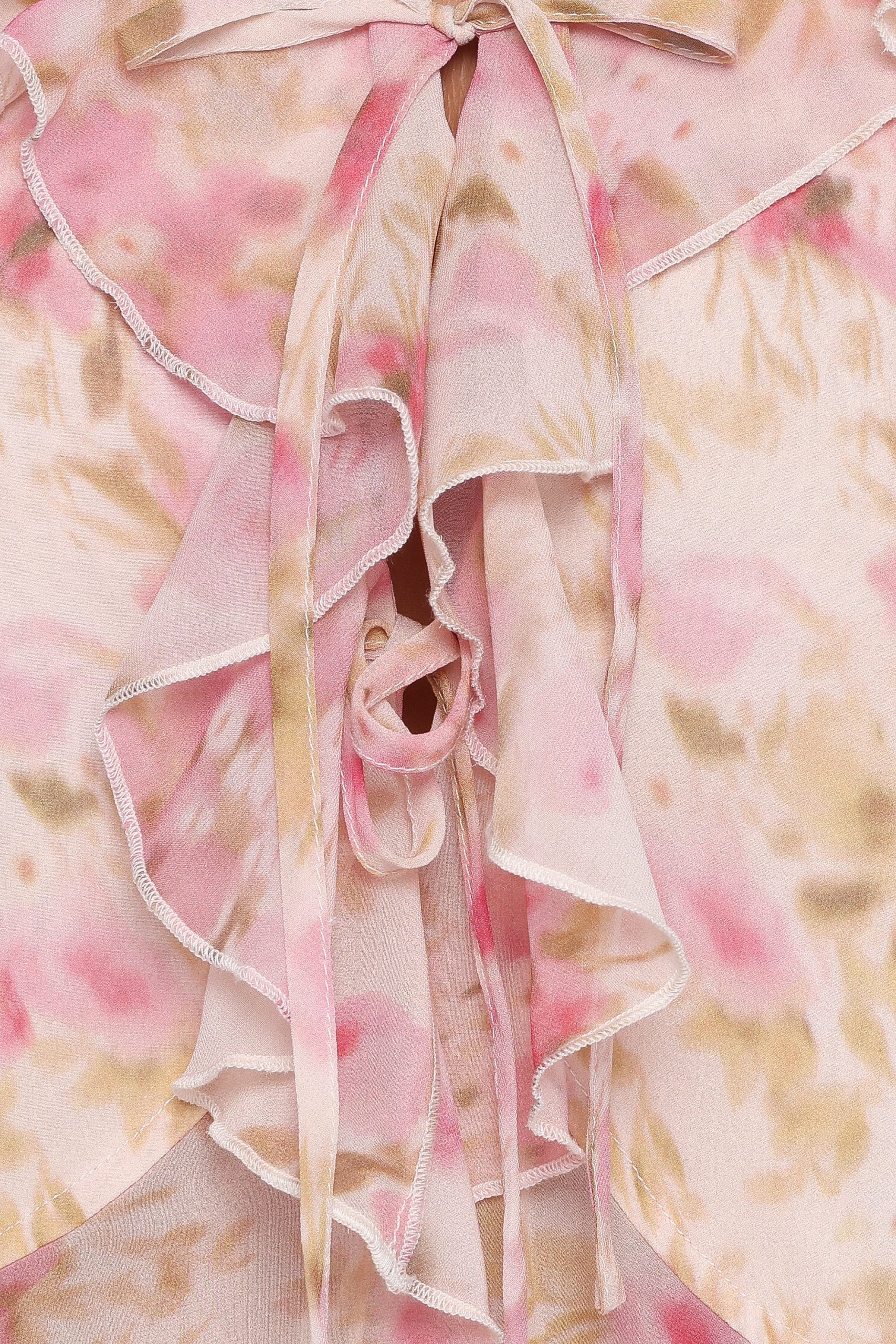 Ismena Tie Front Top - Blurred Pink Floral - Image 7