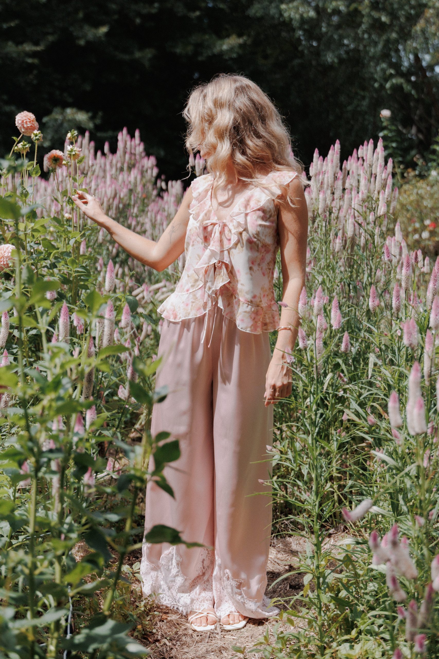 Ismena Tie Front Top - Blurred Pink Floral - Image 8