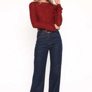 Jasmine Long Sleeve Lace Top - Red