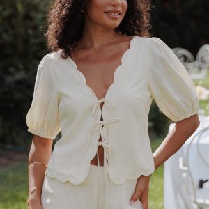 Jensen Scallop Hem Top - Butter Yellow