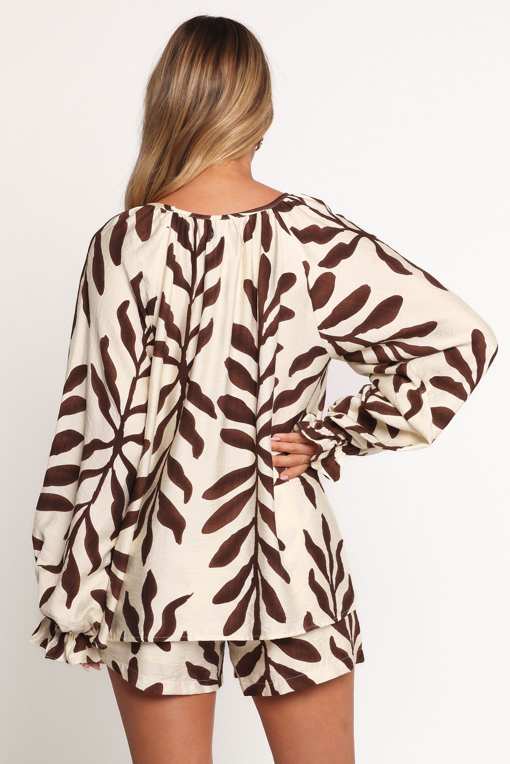 July Long Sleeve Smock Top - Brown Palm - Image 5