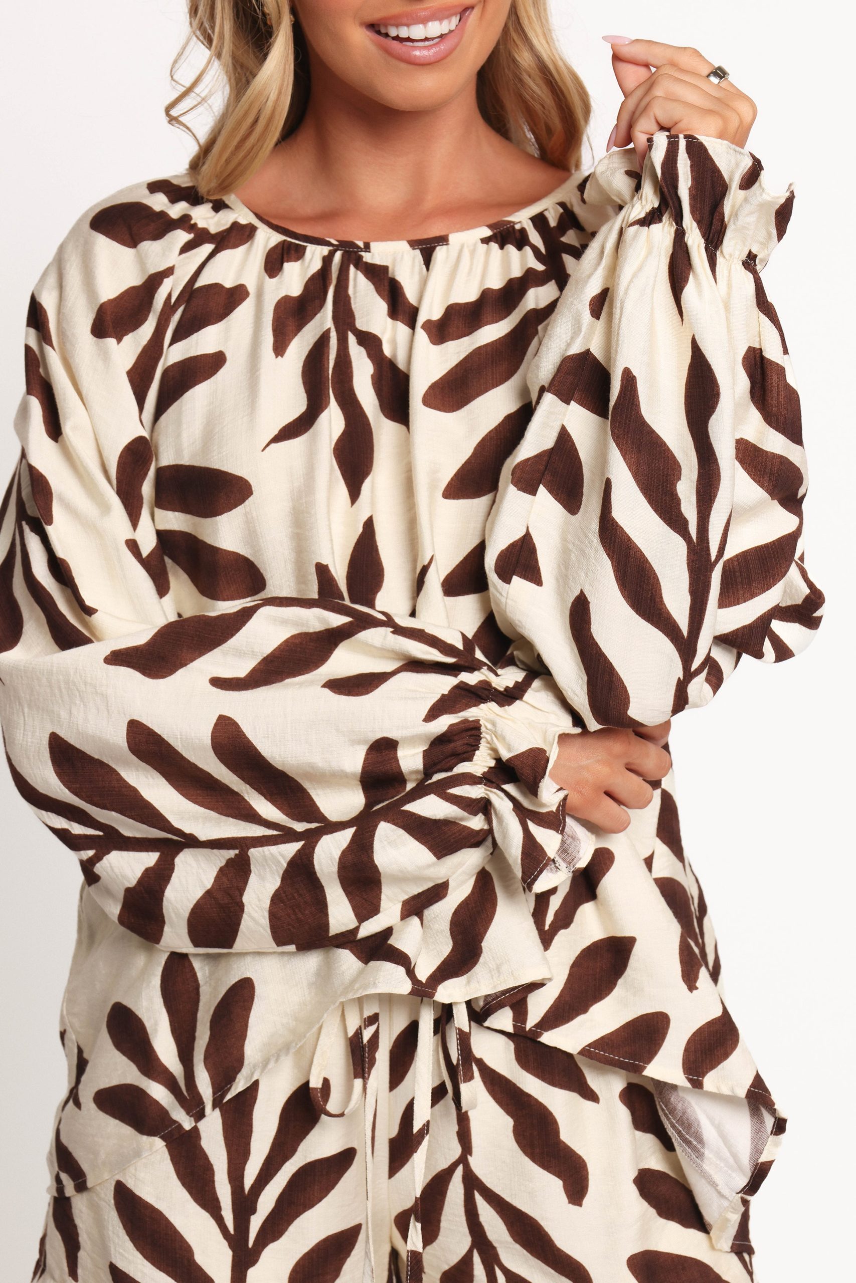 July Long Sleeve Smock Top - Brown Palm - Image 7