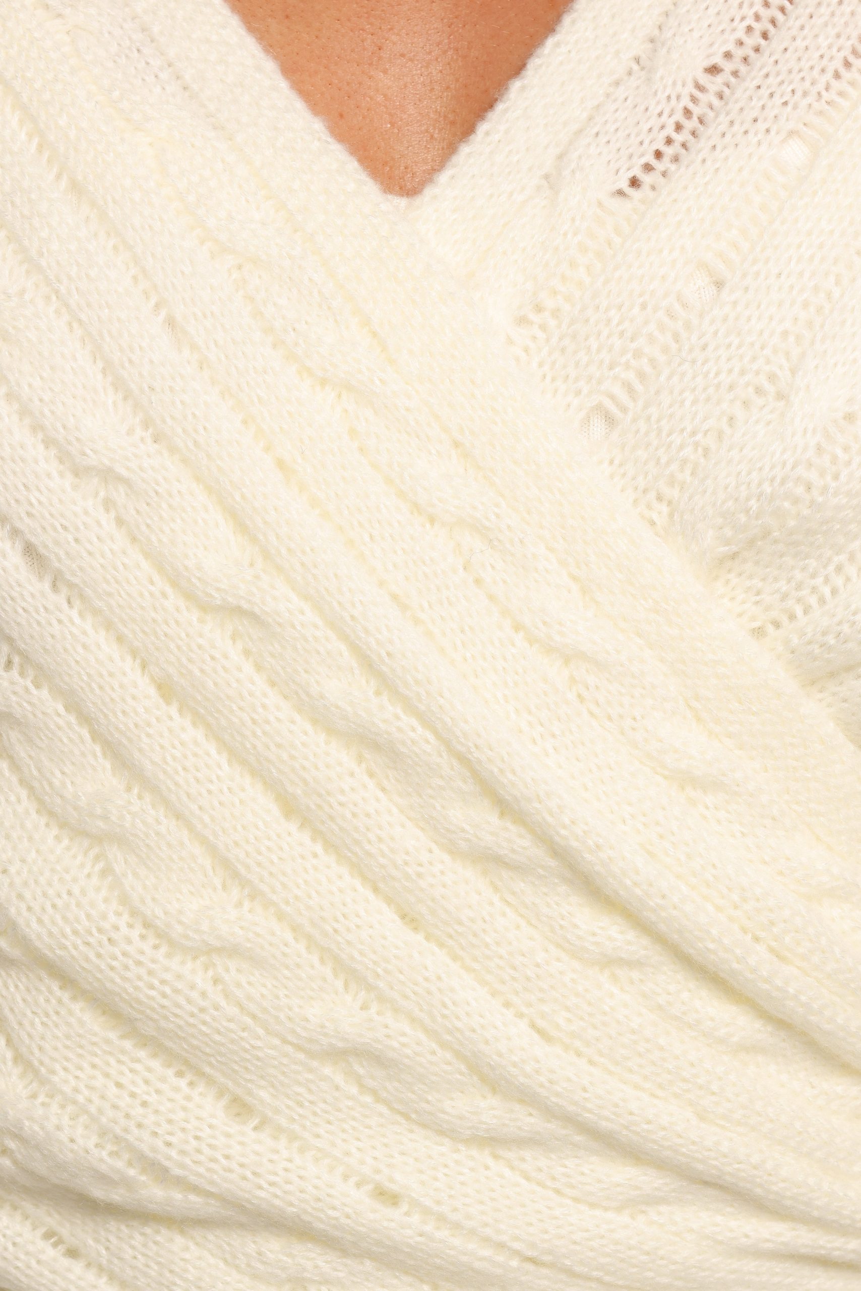 Kaelie Wrap Front Knit Top - White - Image 10