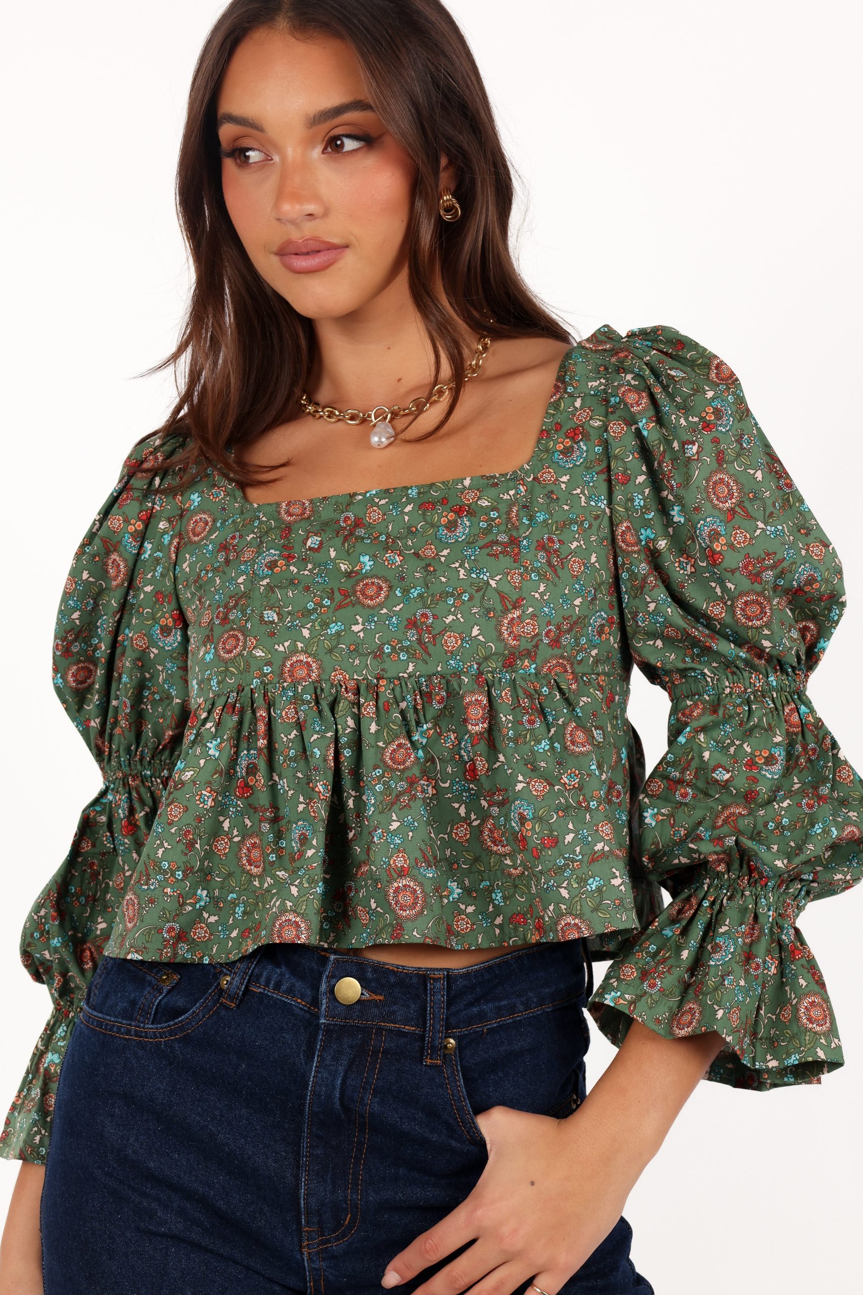 Kenny Top - Green Paisley Floral - Image 3