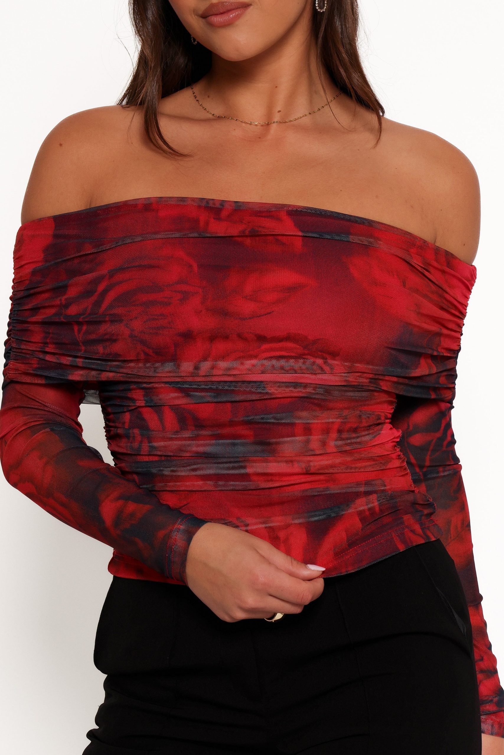 Koa Off Shoulder Top - Rose Print - Image 8