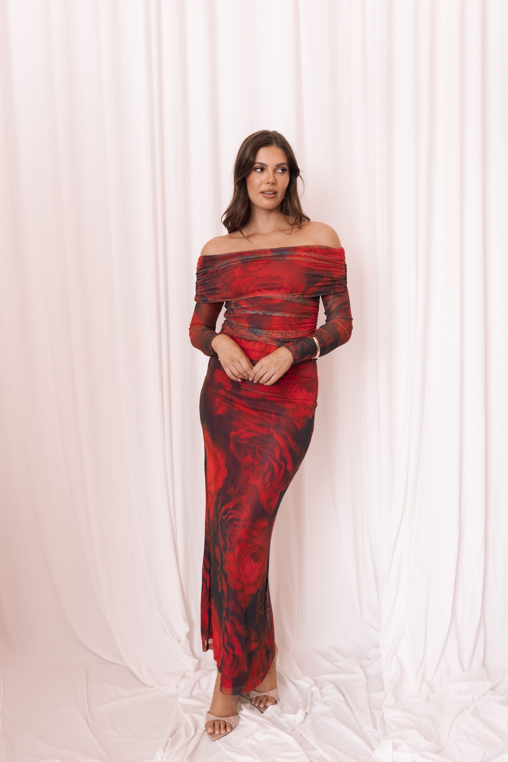 Koa Off Shoulder Top - Rose Print - Image 2