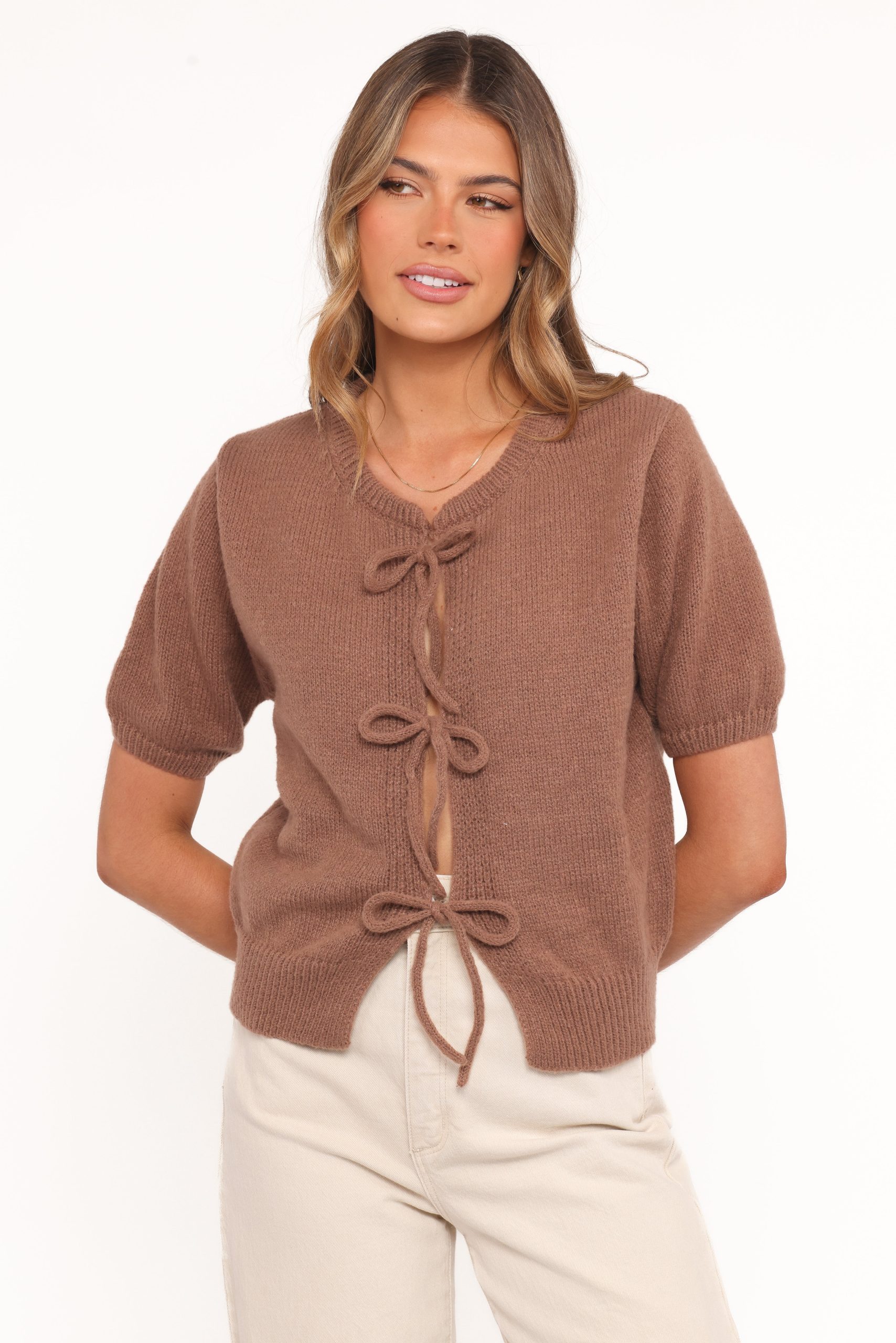 Koskie Tie Knit Top - Chocolate - Image 2
