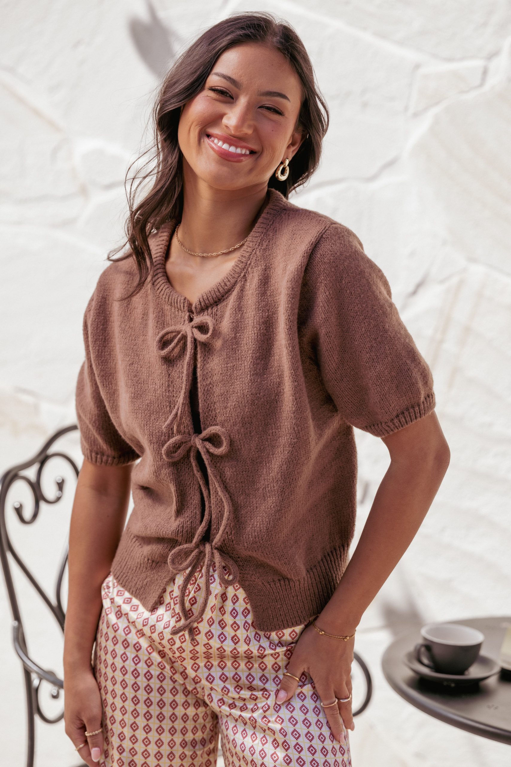 Koskie Tie Knit Top - Chocolate - Image 8