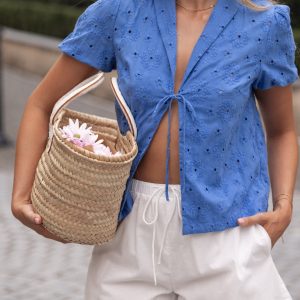 Ksenia Embroidered Tie Top - Cobalt