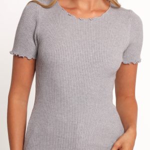 Kya Short Sleeve Knit Top - Light Grey